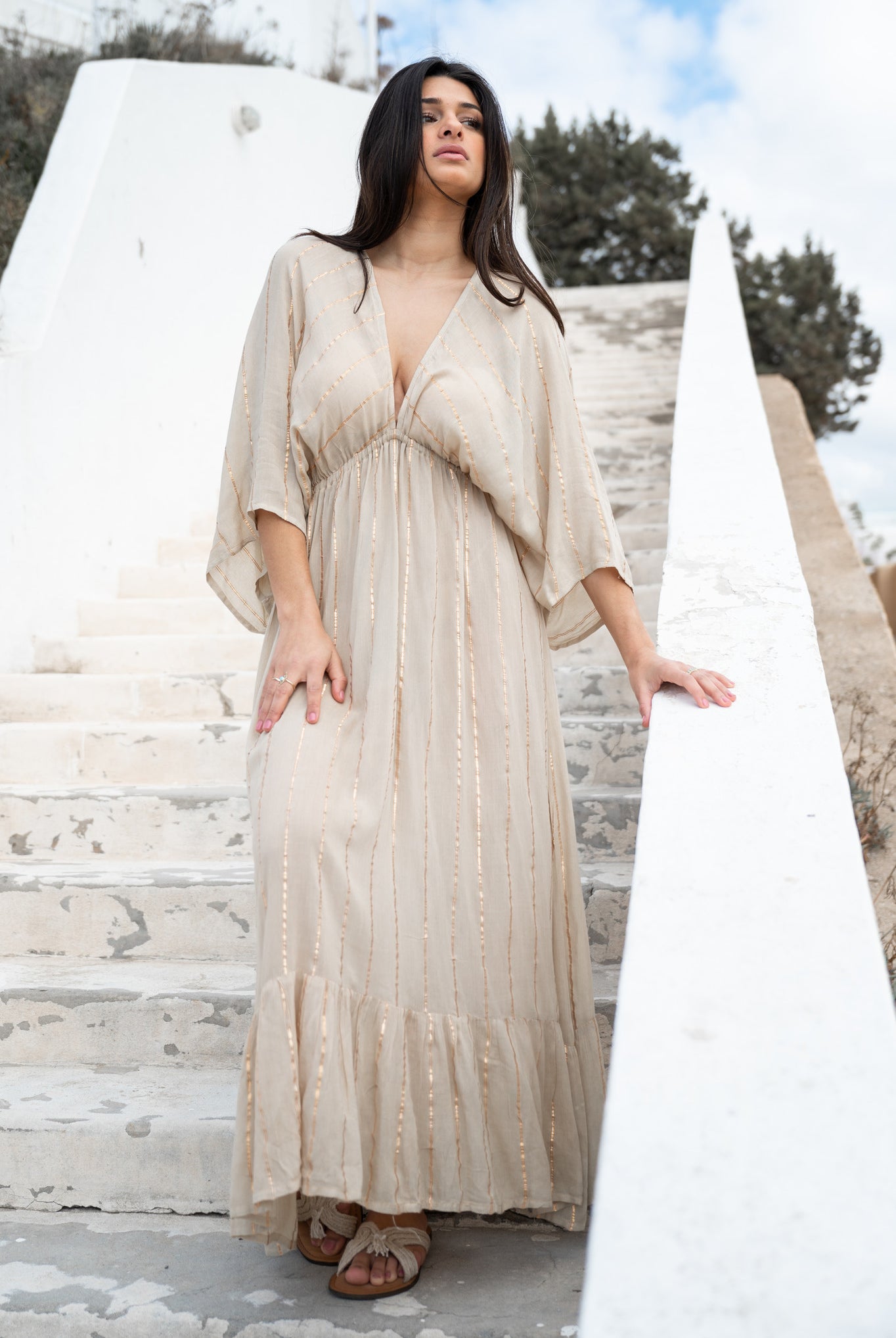 Bohemian dress in sand from ibzmode, Brands of Ibiza