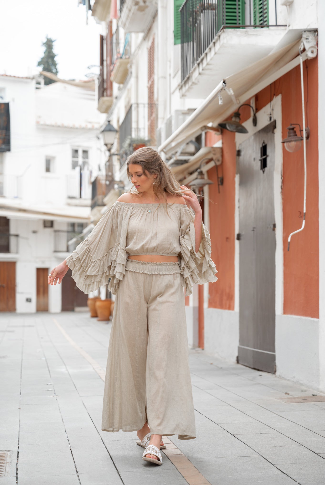 Bohemian top in sand van ibzmode, Brands of Ibiza