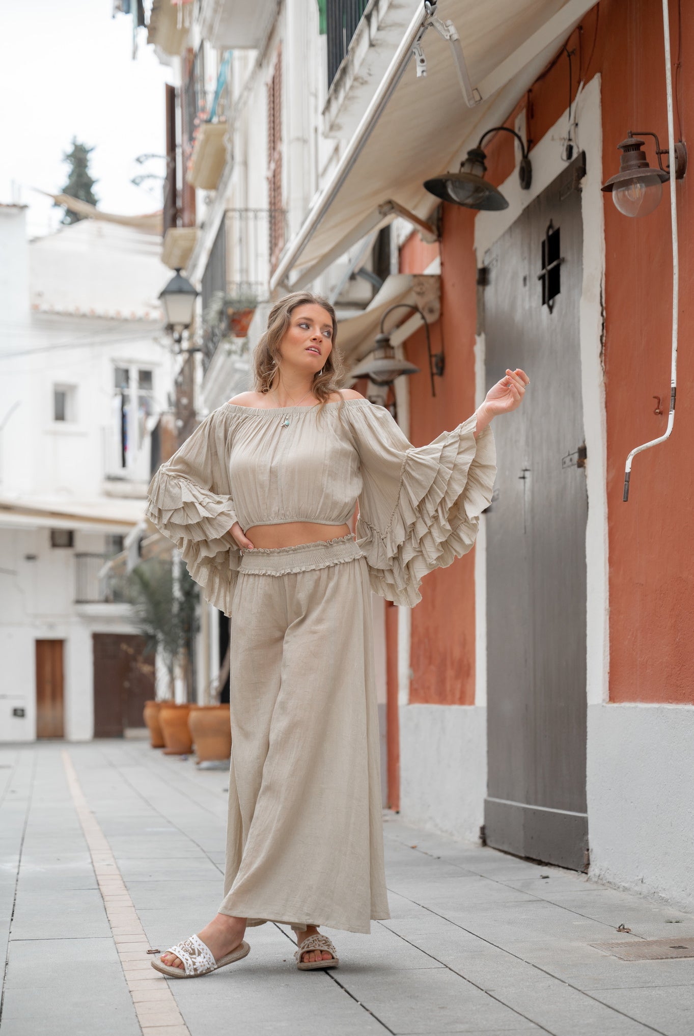 Bohemian top in sand van ibzmode, Brands of Ibiza