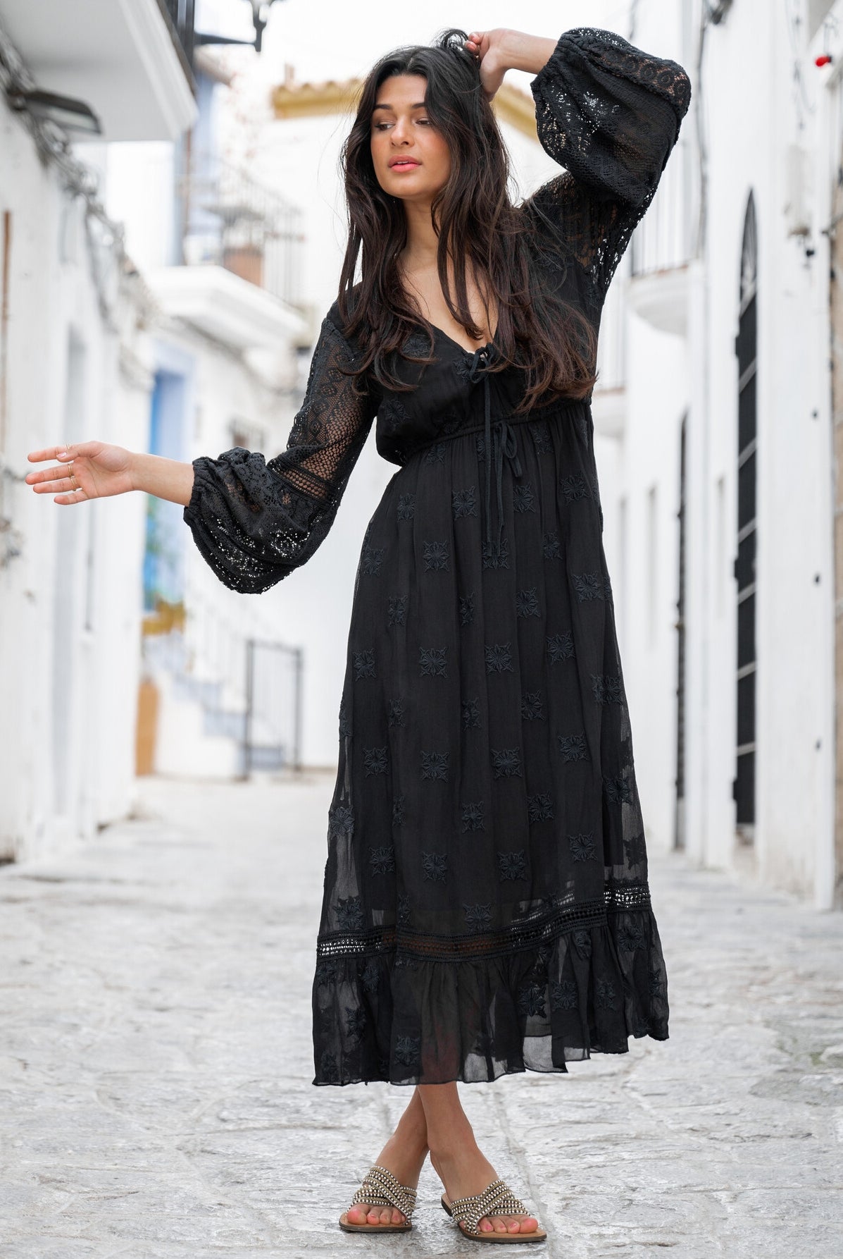Bohemian jurk in black van ibzmode, Brands of Ibiza