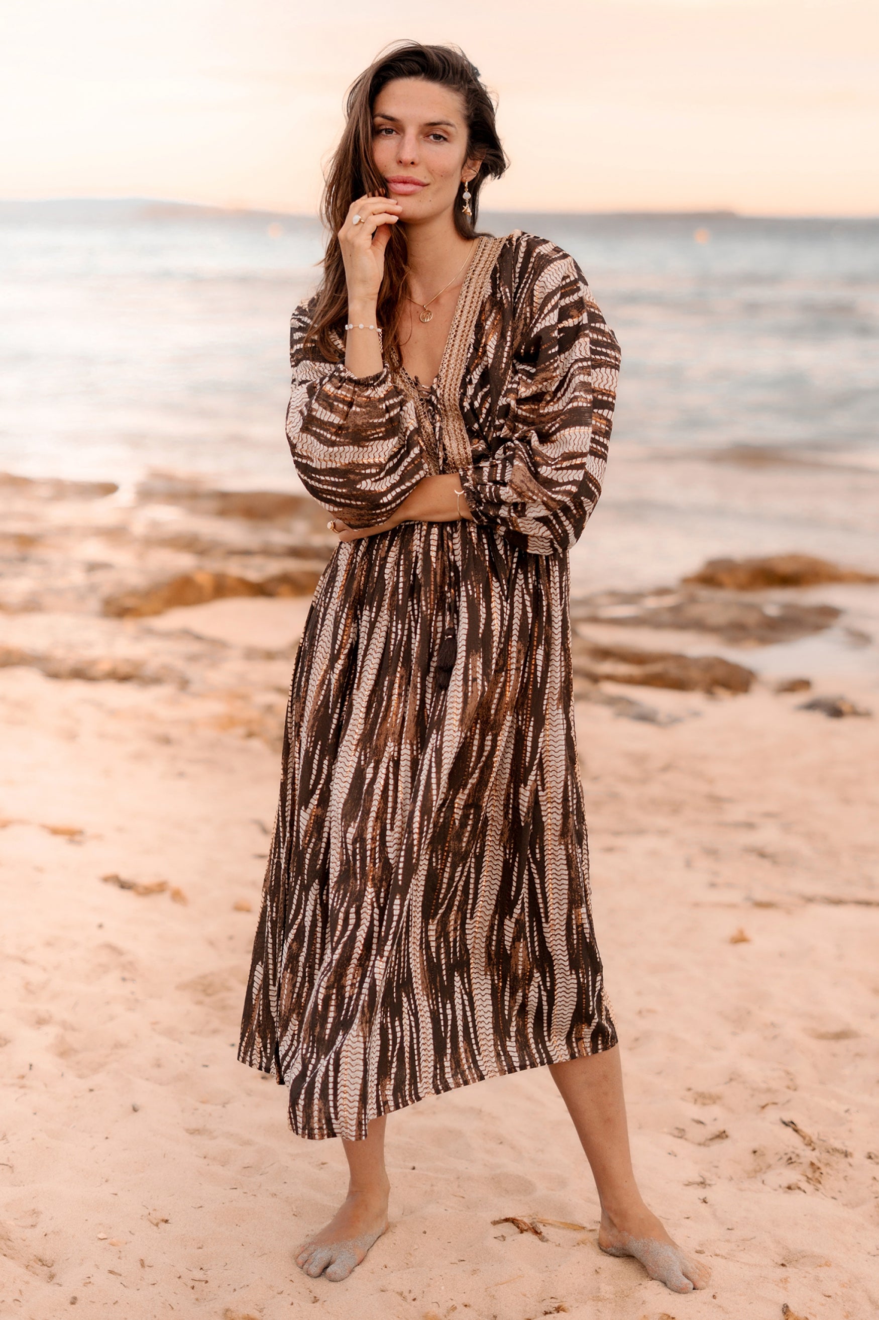 Bohemian jurk in brown van ibzmode, Brands of Ibiza