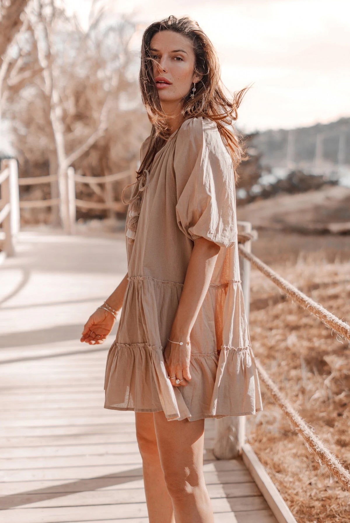 Vêtement bohème couleur taupe de la marque ibzmode, Brands of Ibiza