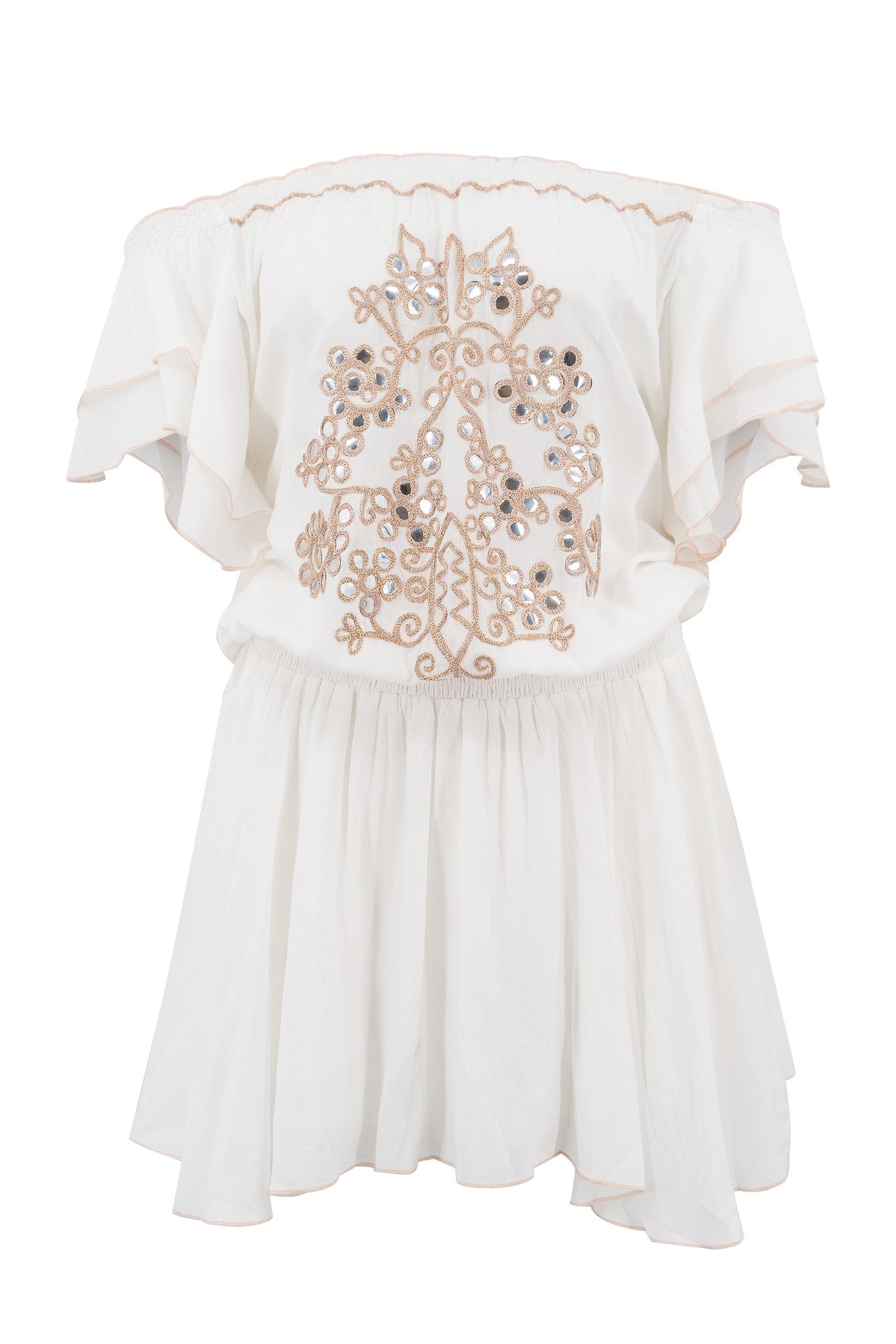 Bohemian jurk in white van ibzmode, Brands of Ibiza