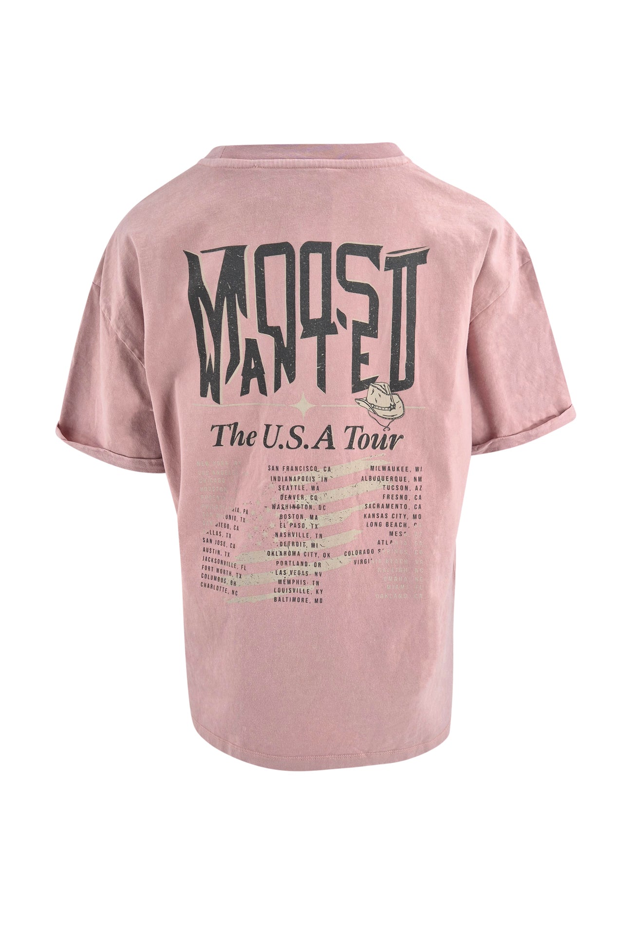 Ibizamode Moost Wanted Blake Artwork T-shirt dusty pink with USA tour back print