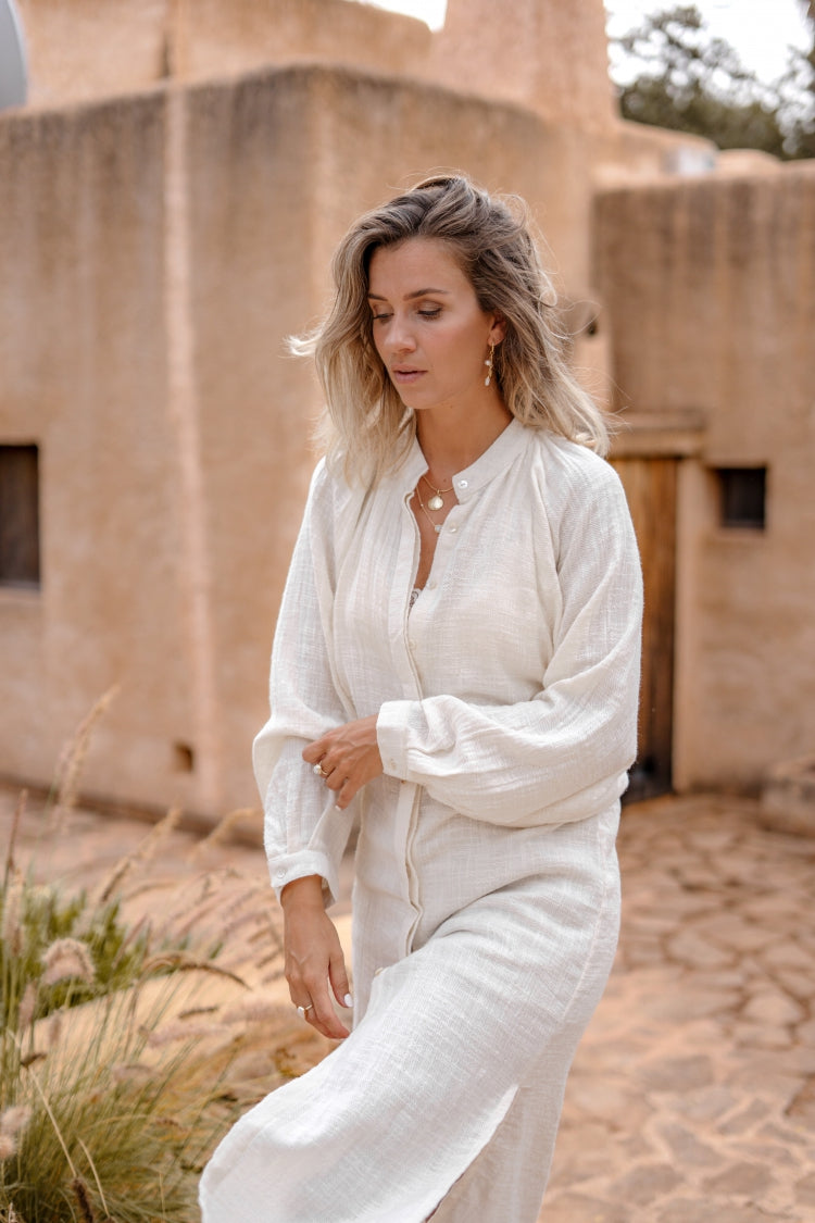 Bohemian jurk in off white van ibzmode, Brands of Ibiza