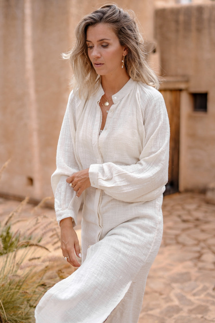 Bohemian jurk in off white van ibzmode, Brands of Ibiza