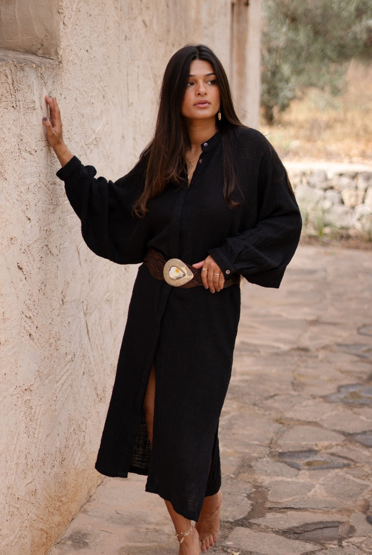 Vestido bohemio en negro de ibzmode, Marcas de Ibiza