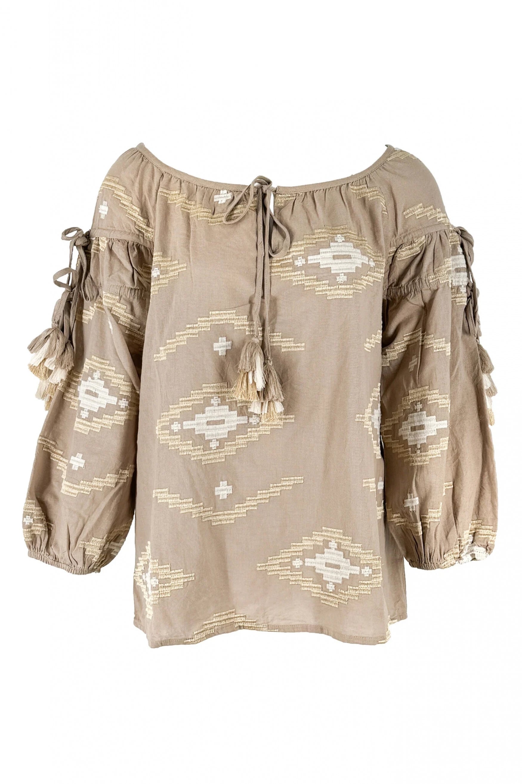 Bohemian blouse in taupe peach van ibzmode, Brands of Ibiza