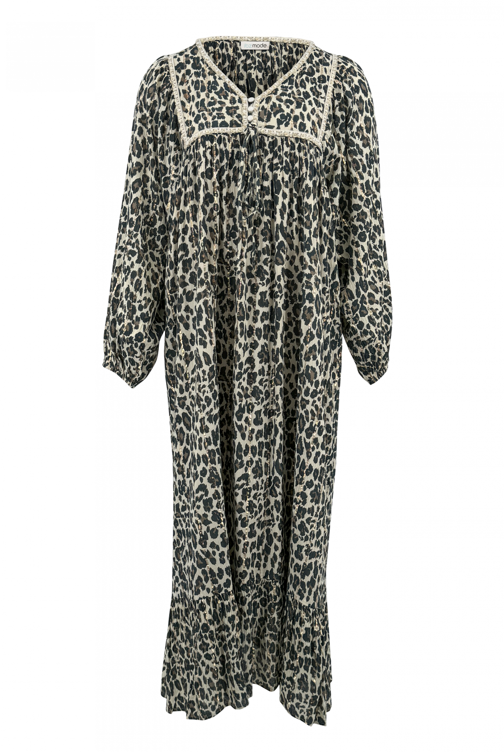 Vestido bohemio en crudo claro de ibzmode, Marcas de Ibiza