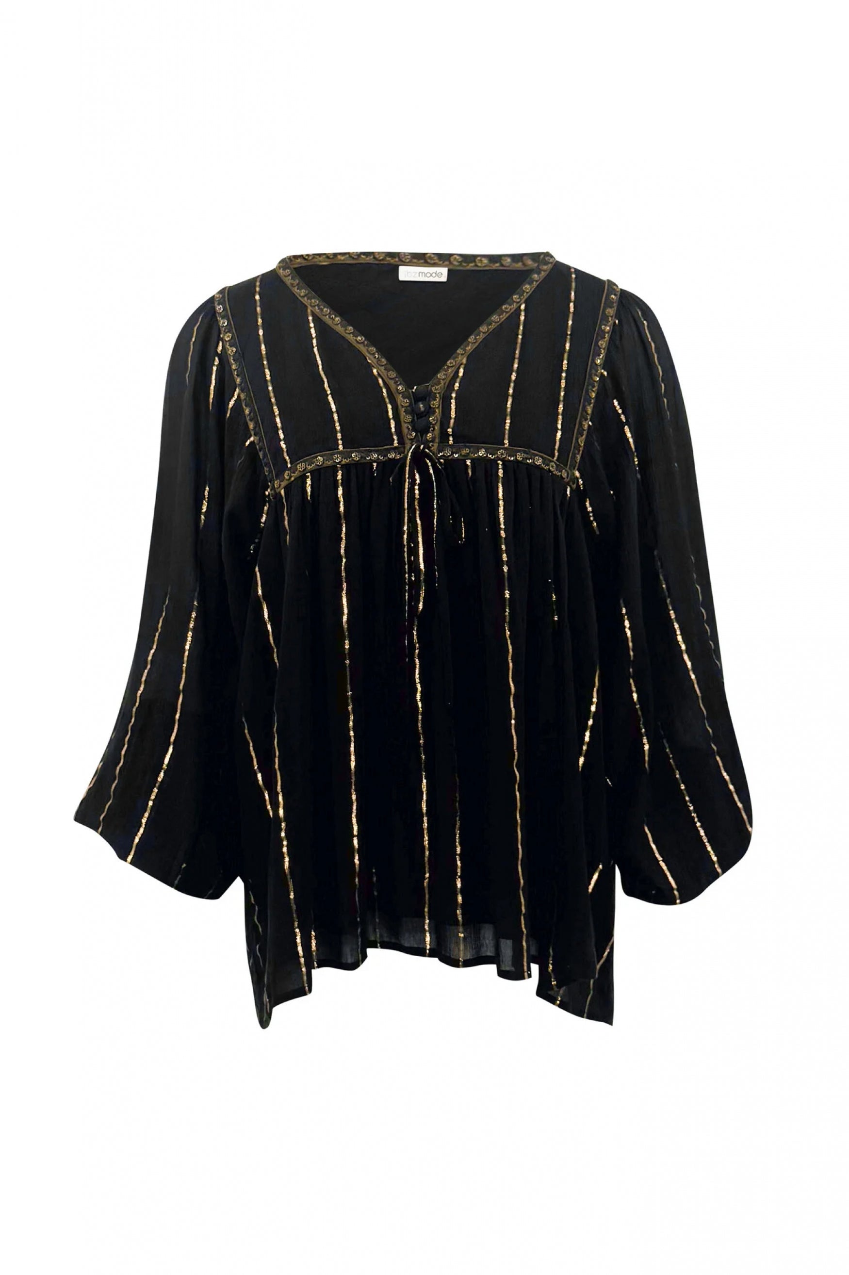 Bohemian blouse in black van ibzmode, Brands of Ibiza