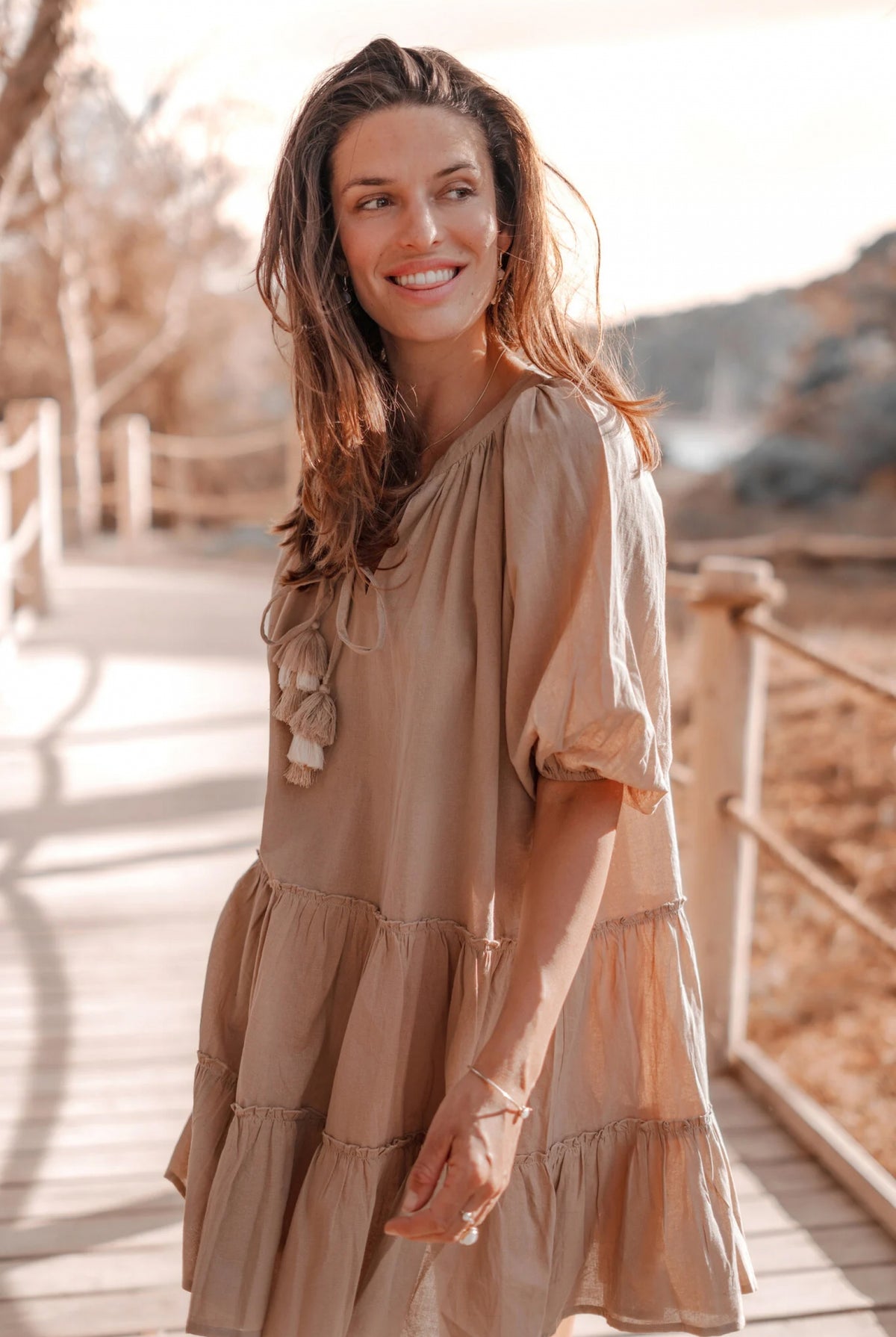 Vêtement bohème couleur taupe de la marque ibzmode, Brands of Ibiza