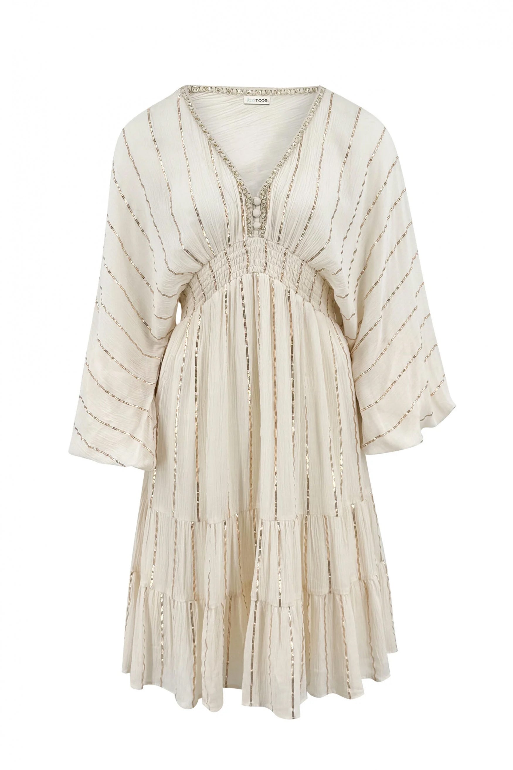 Bohemian jurk in ecru van ibzmode, Brands of Ibiza