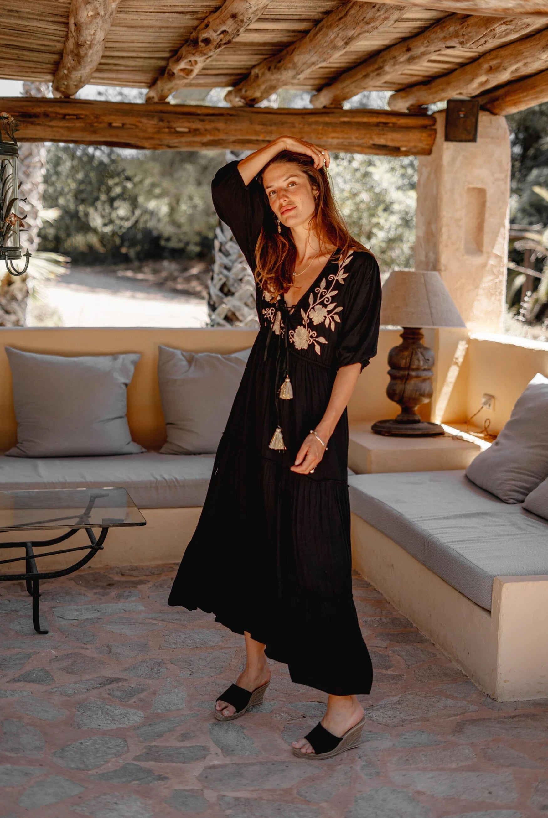 Vestido bohemio en negro de ibzmode, Marcas de Ibiza