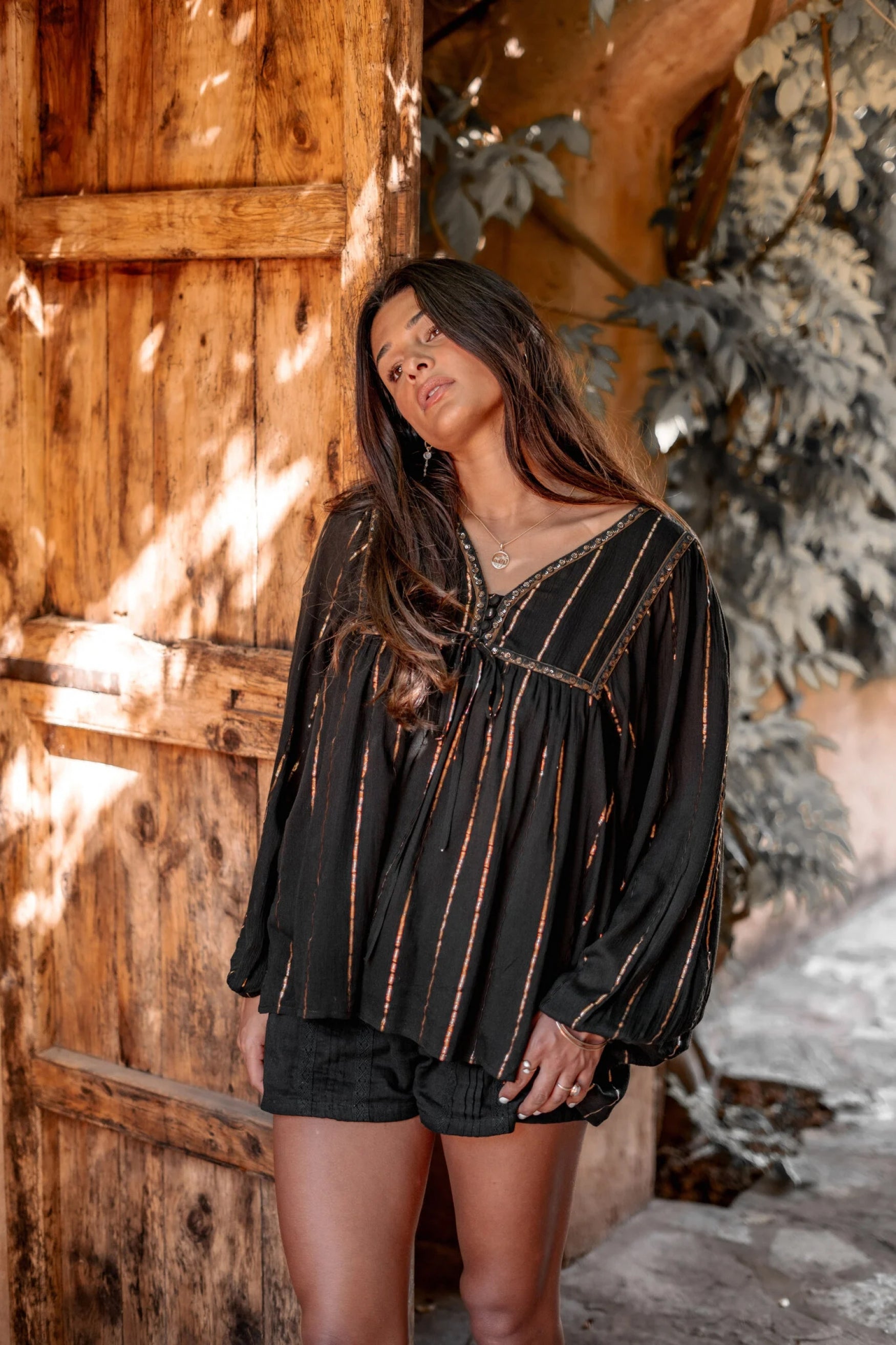 Bohemian blouse in black van ibzmode, Brands of Ibiza