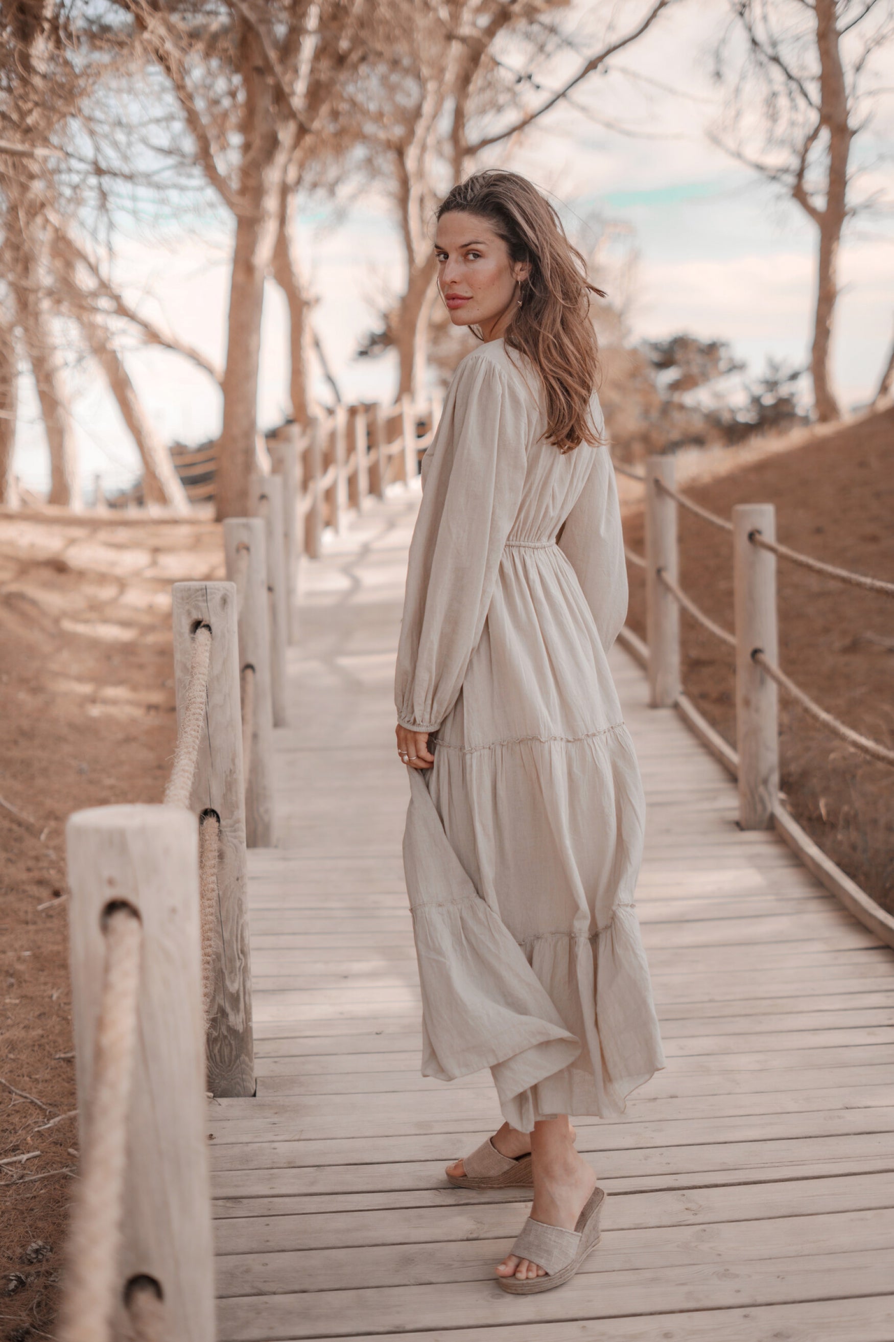 Bohemian jurk in sand van ibzmode, Brands of Ibiza