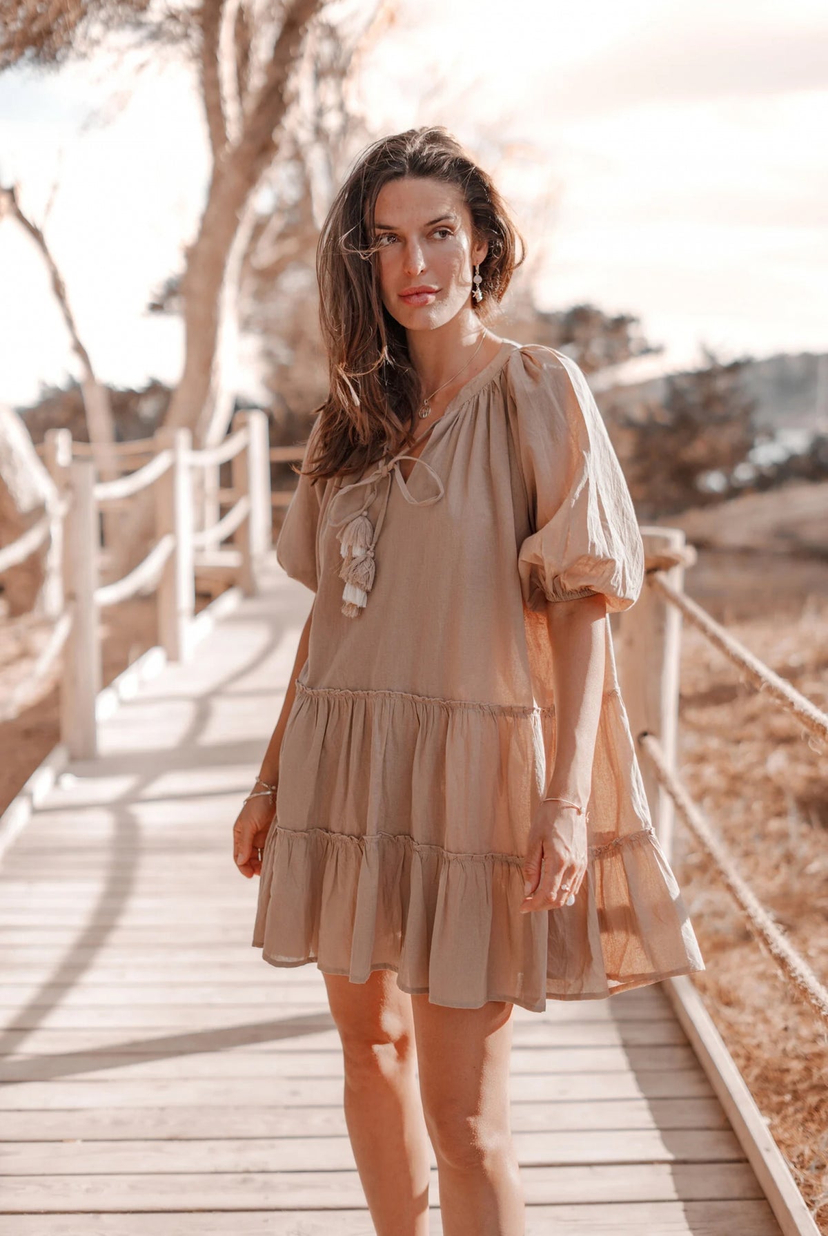 Vêtement bohème couleur taupe de la marque ibzmode, Brands of Ibiza