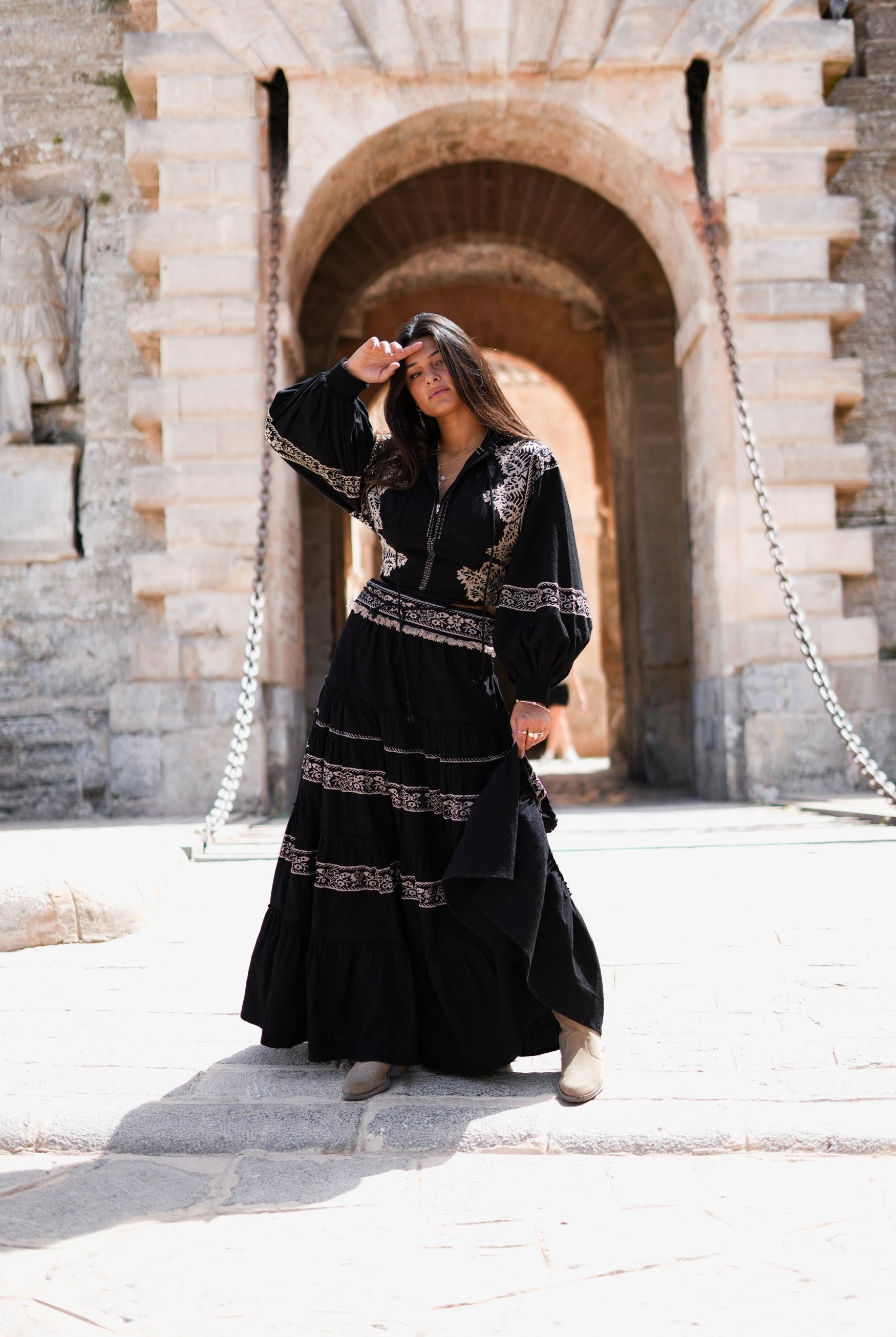 Bohemian top in black van ibzmode, Brands of Ibiza