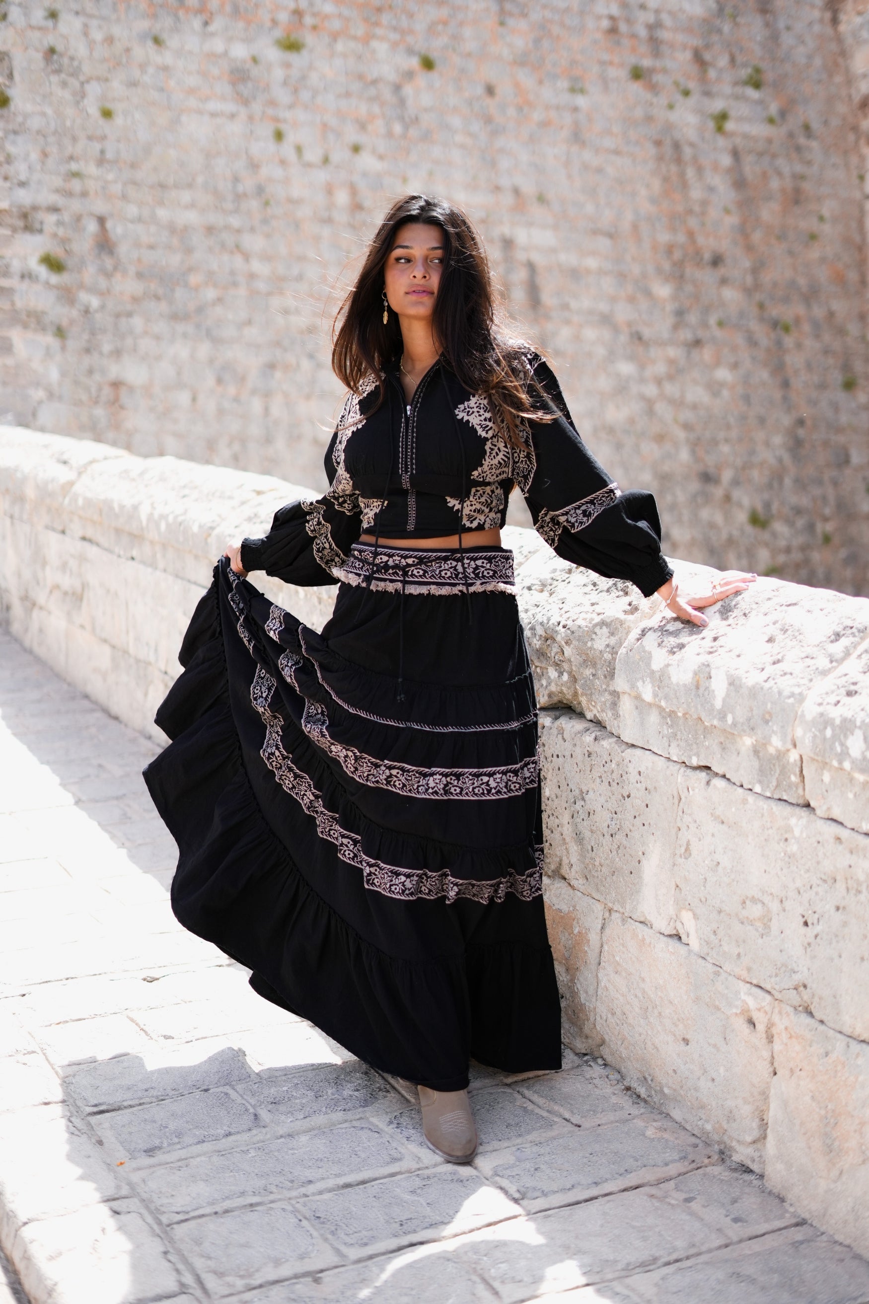 Bohemian top in black van ibzmode, Brands of Ibiza