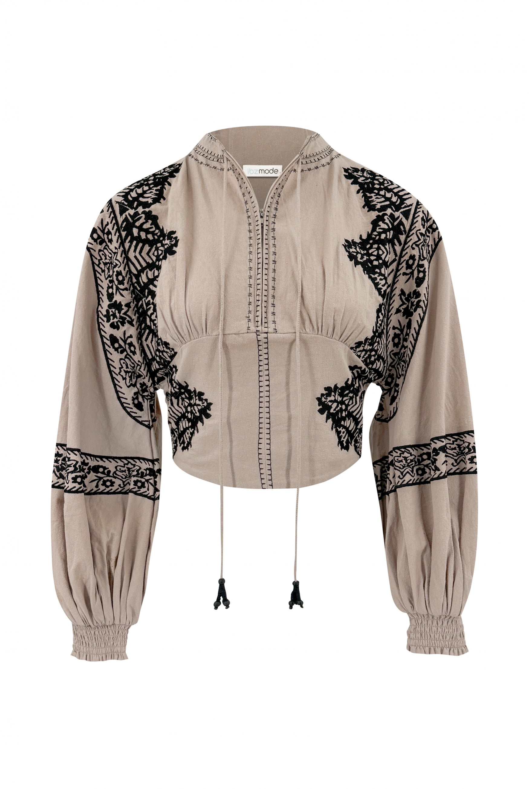 Bohemian top in light taupe van ibzmode, Brands of Ibiza