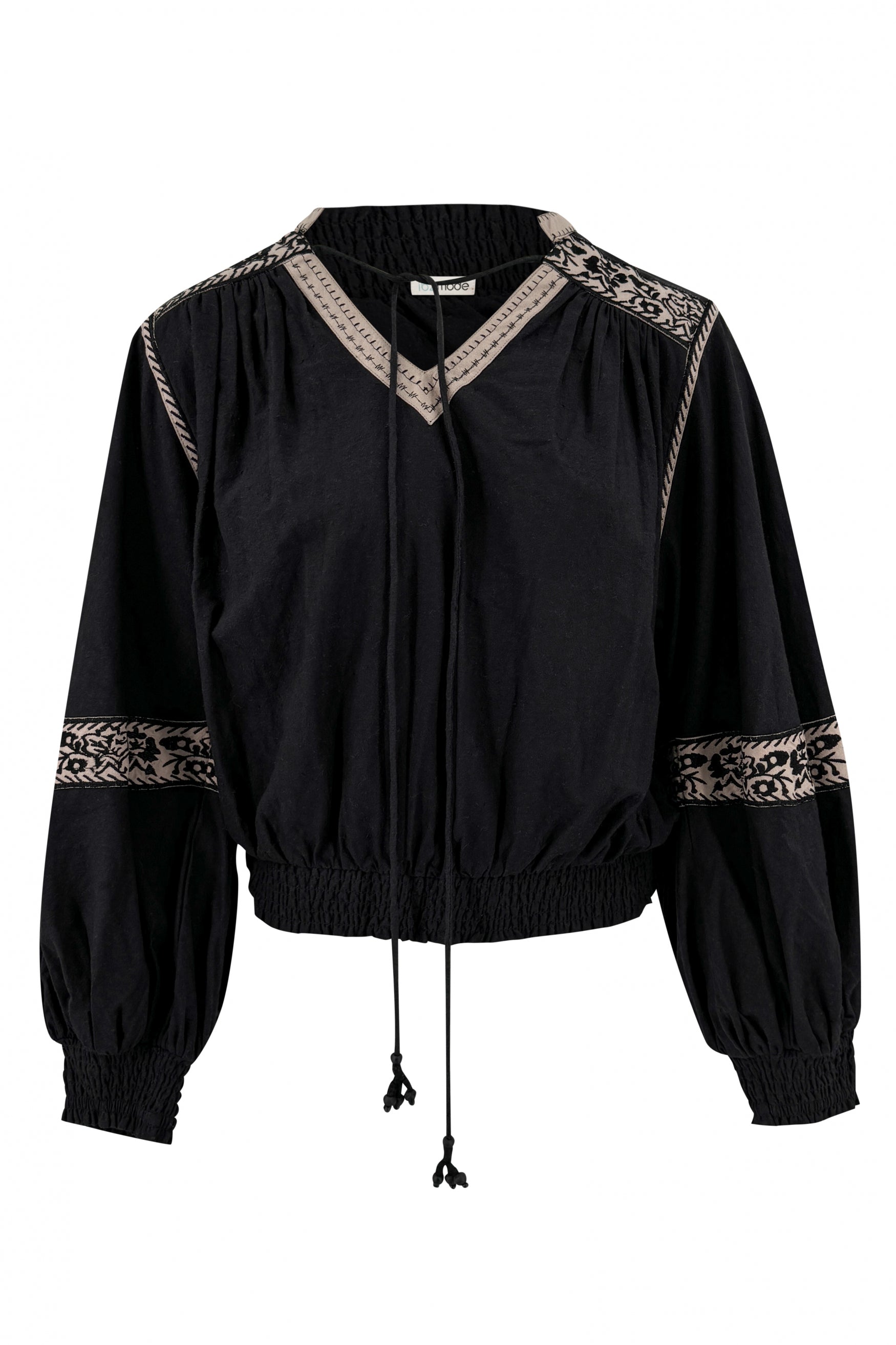 Bohemian blouse in black van ibzmode, Brands of Ibiza