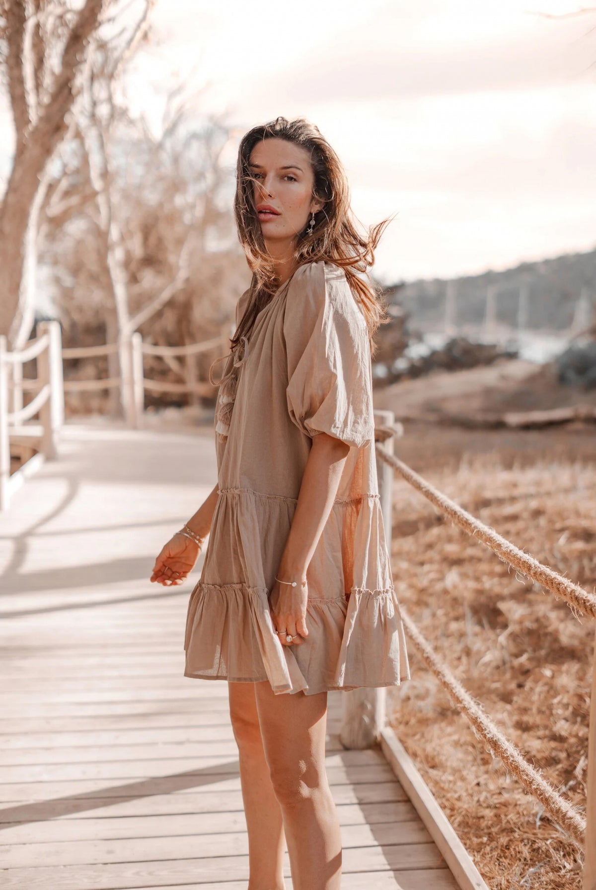 Vêtement bohème couleur taupe de la marque ibzmode, Brands of Ibiza