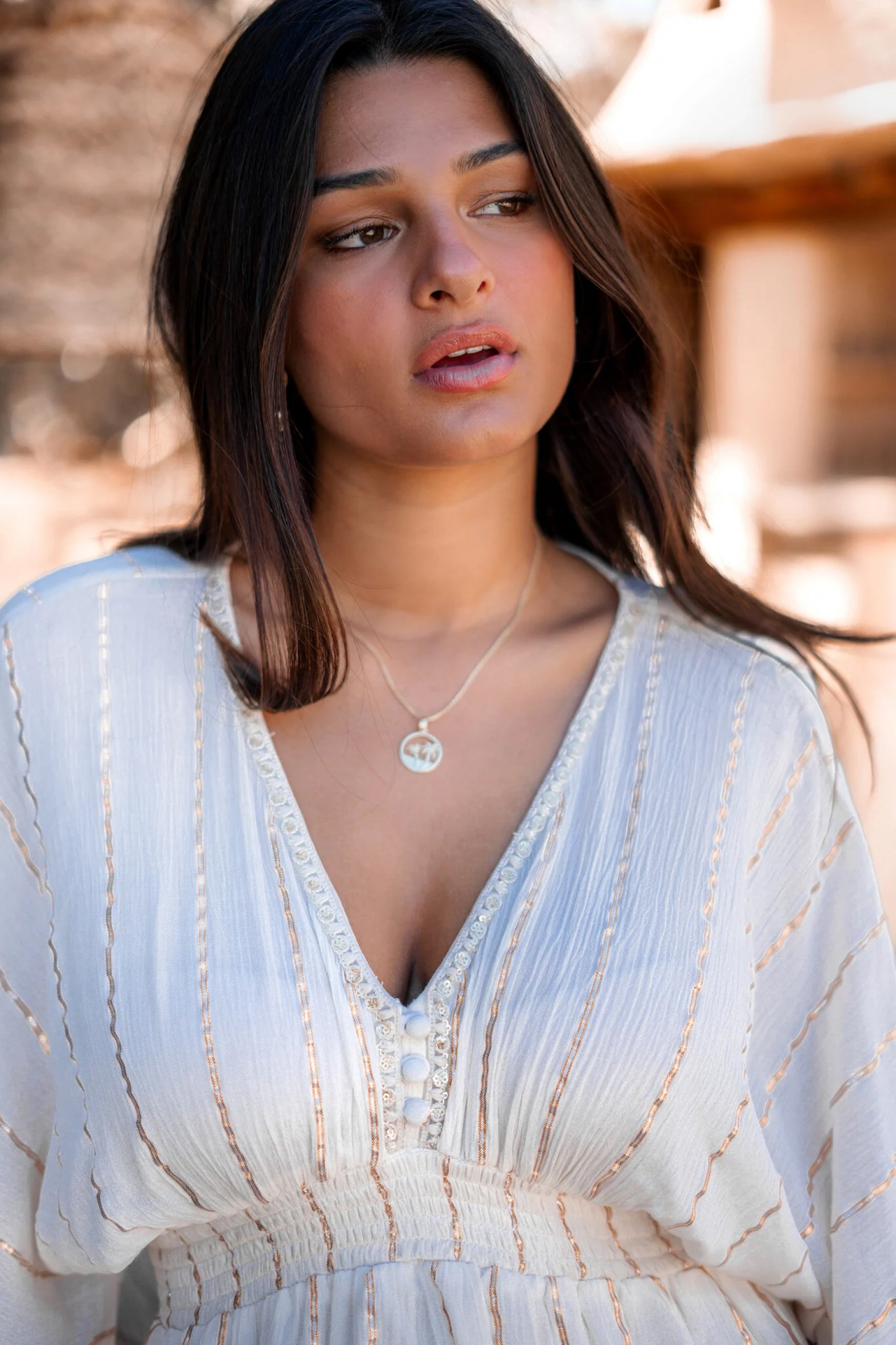 Bohemian jurk in ecru van ibzmode, Brands of Ibiza