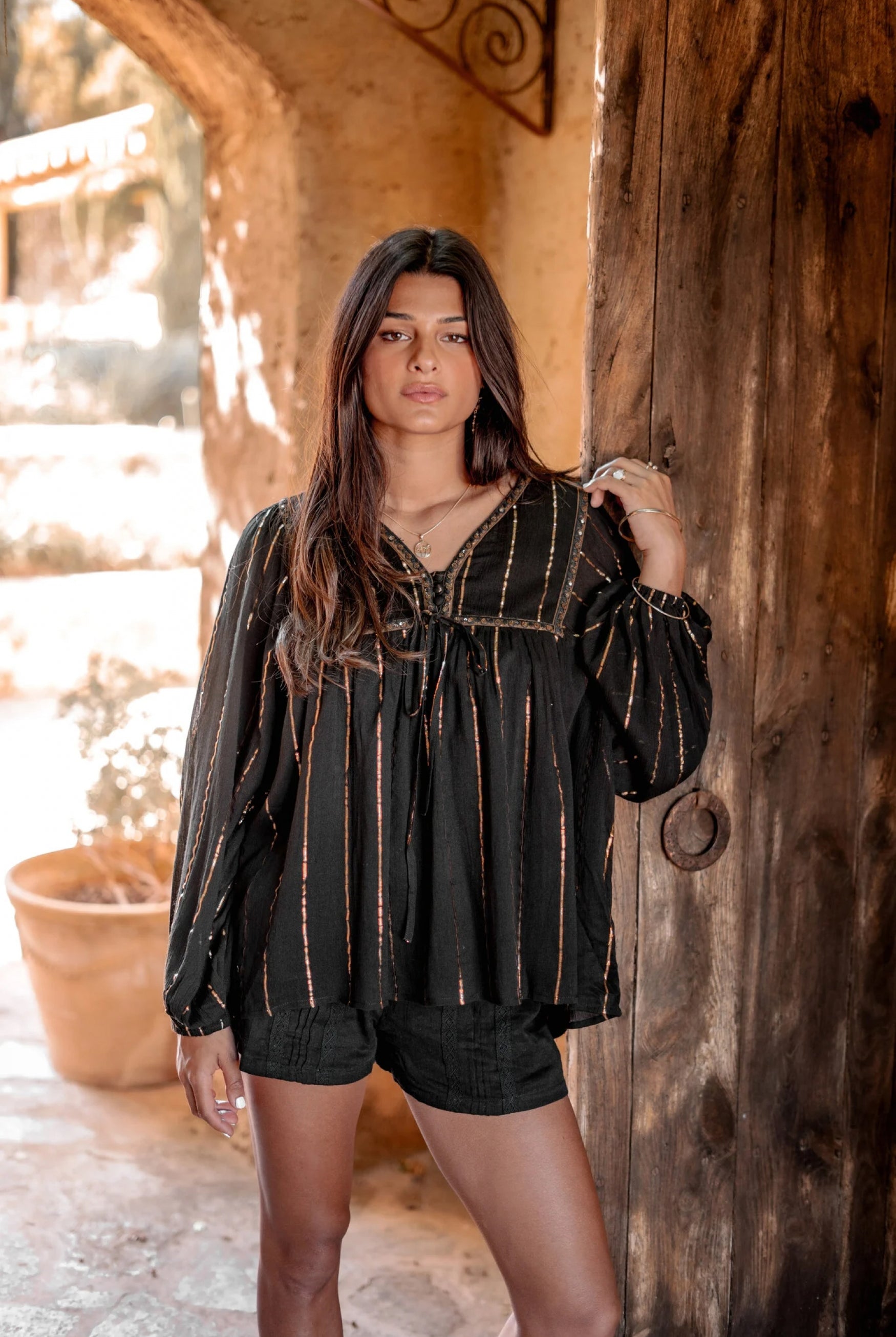 Bohemian blouse in black van ibzmode, Brands of Ibiza