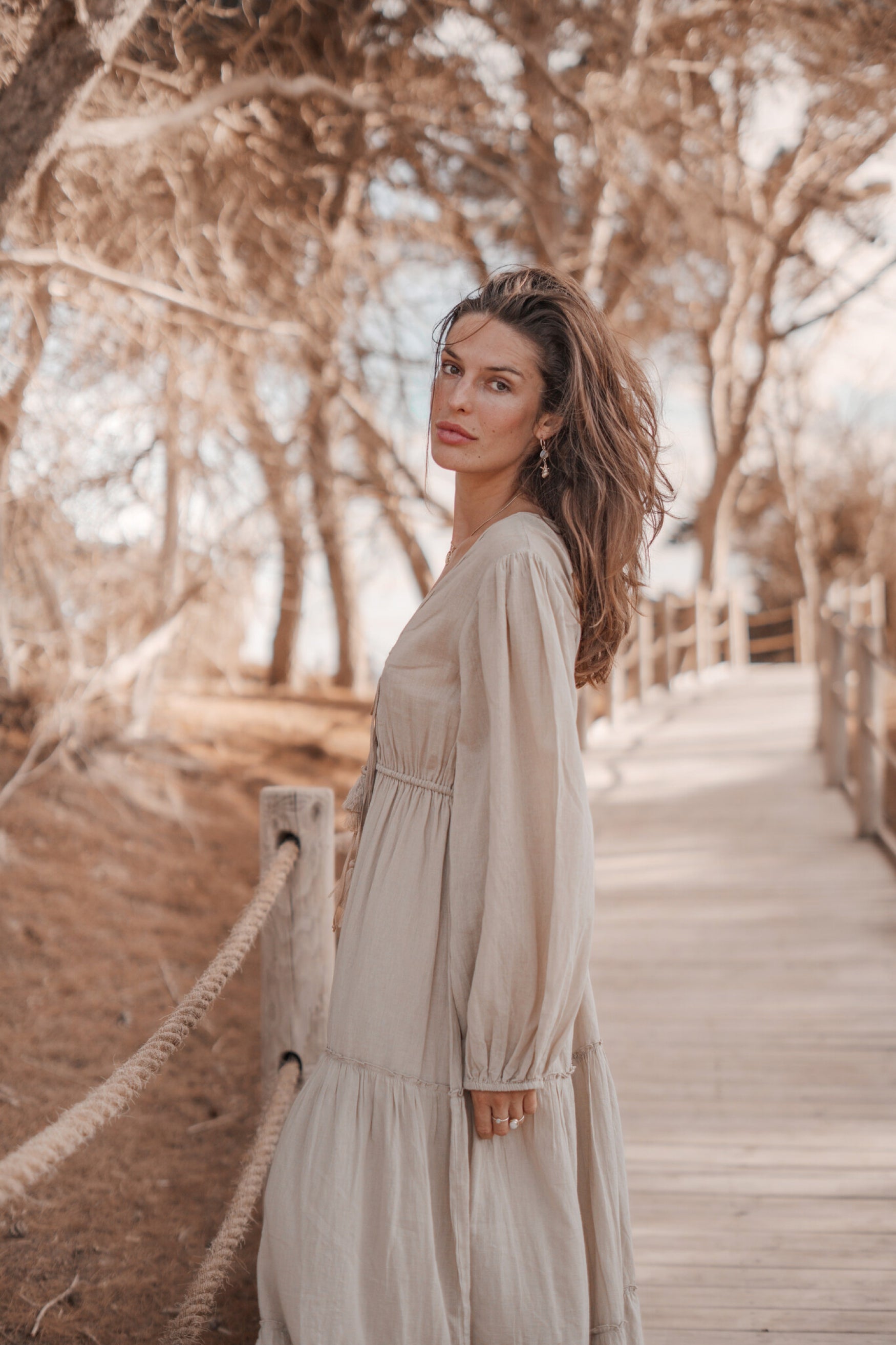 Bohemian jurk in sand van ibzmode, Brands of Ibiza