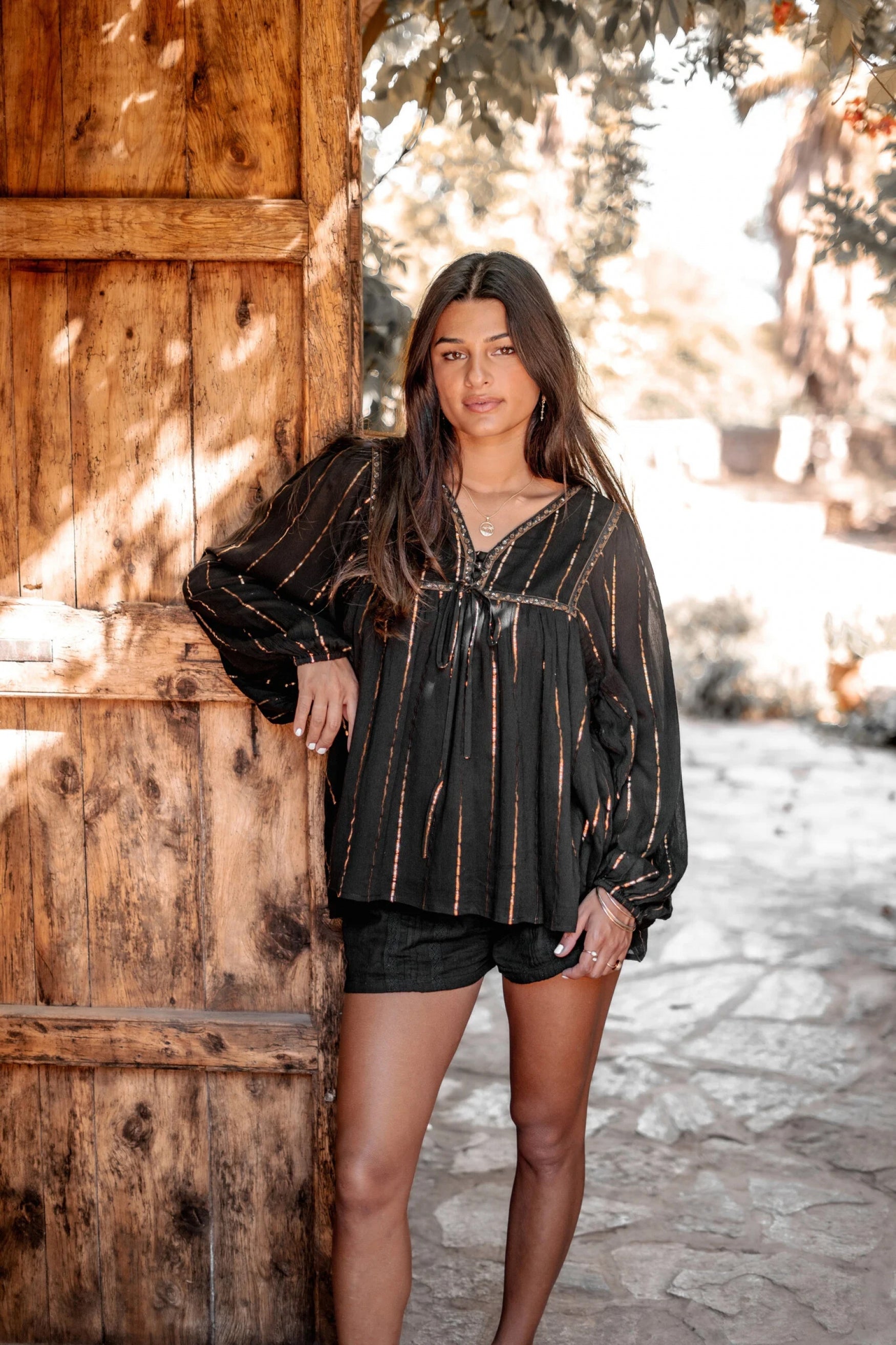 Bohemian blouse in black van ibzmode, Brands of Ibiza