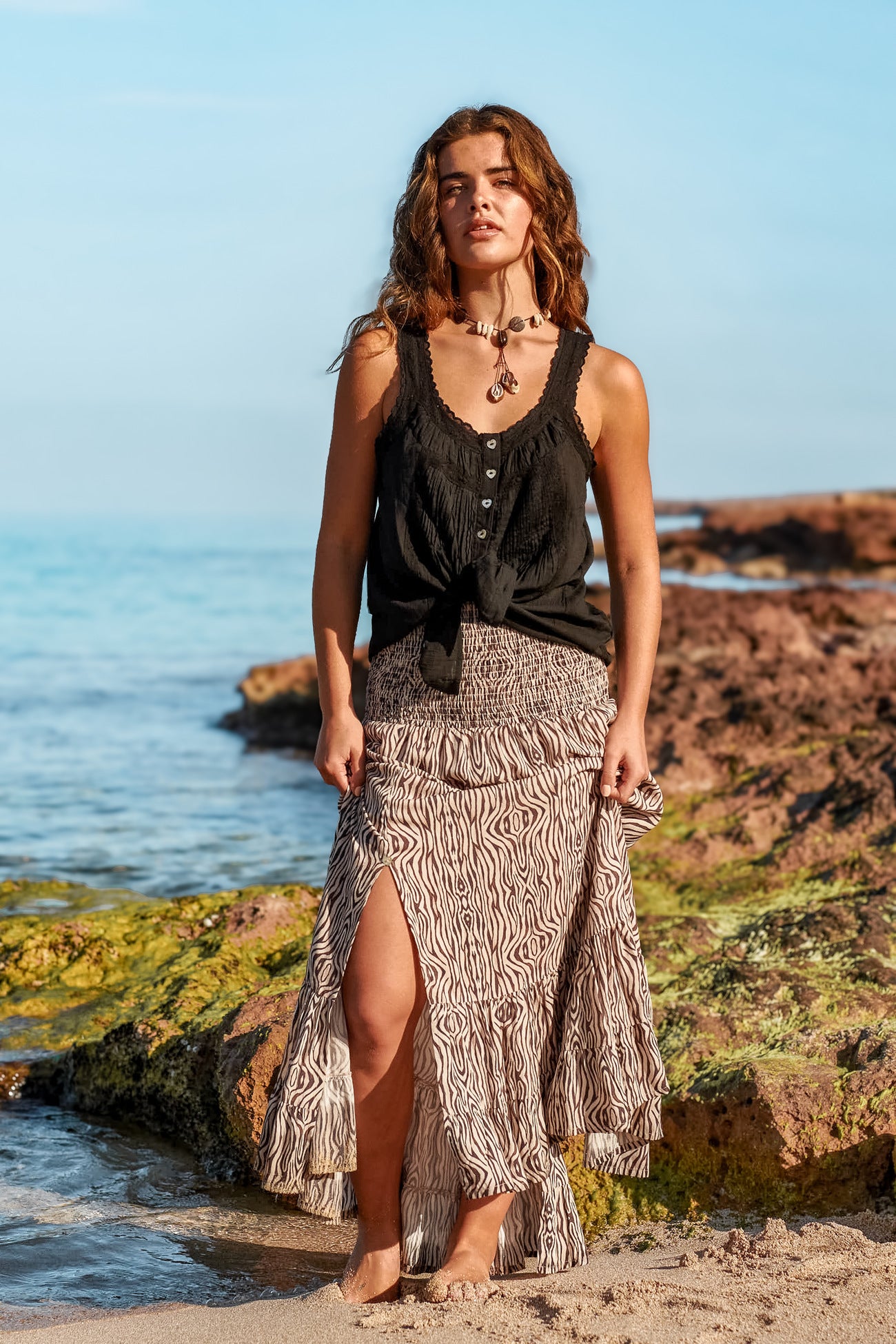 Bohemian blouse in black van Isla Ibiza, Brands of Ibiza