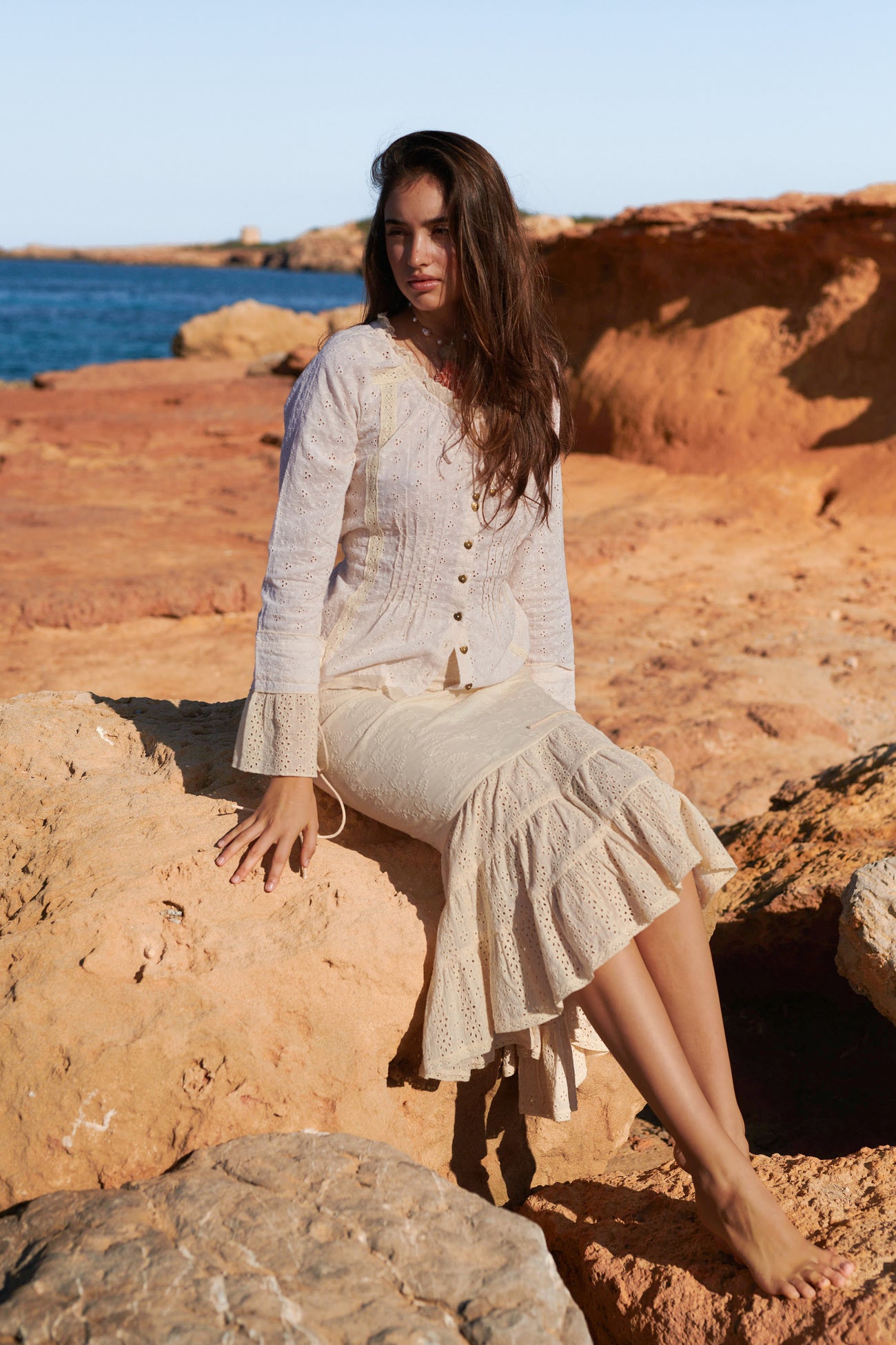 Bohemian blouse in cream van Isla Ibiza, Brands of Ibiza