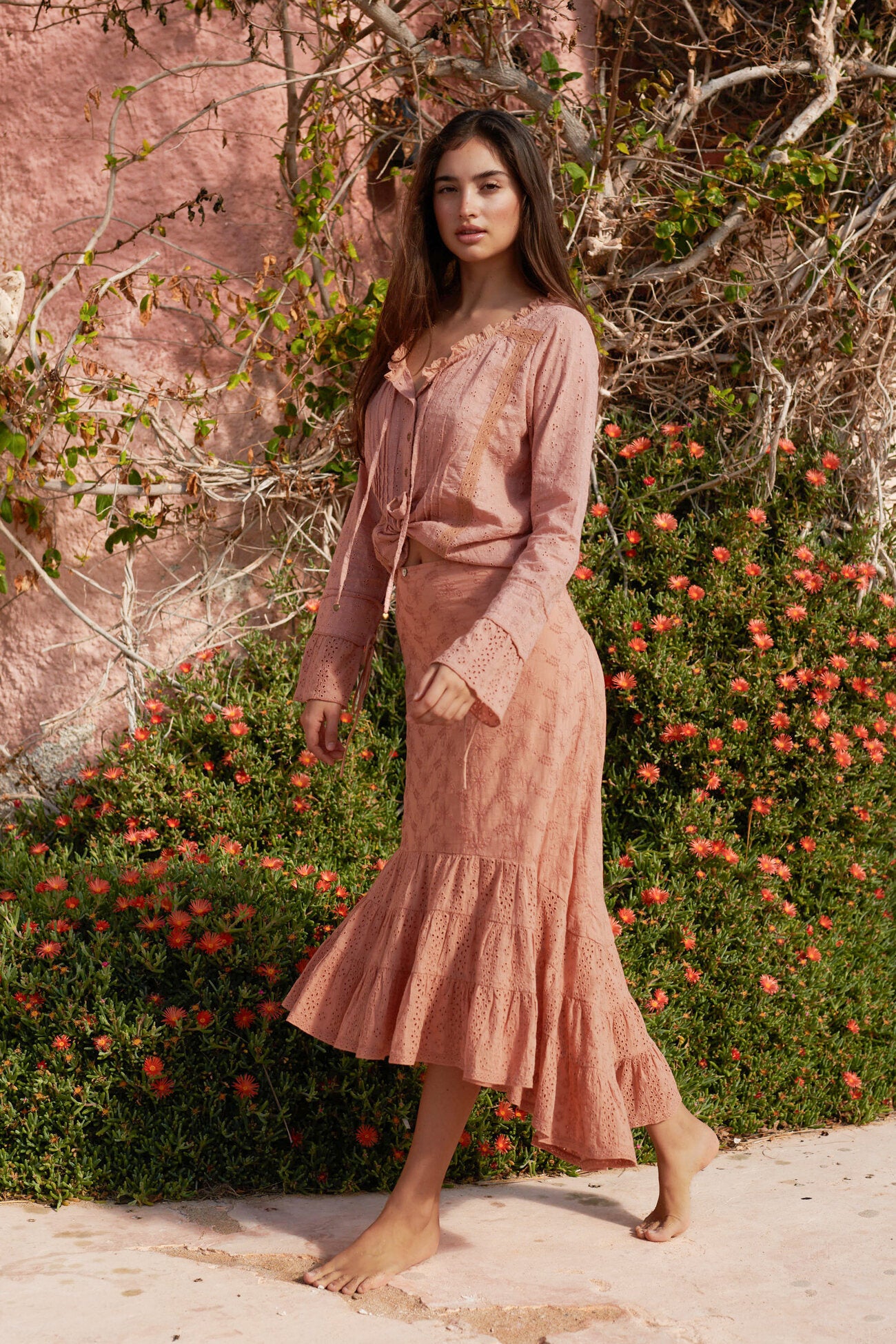 Bohemian blouse in light terra van Isla Ibiza, Brands of Ibiza