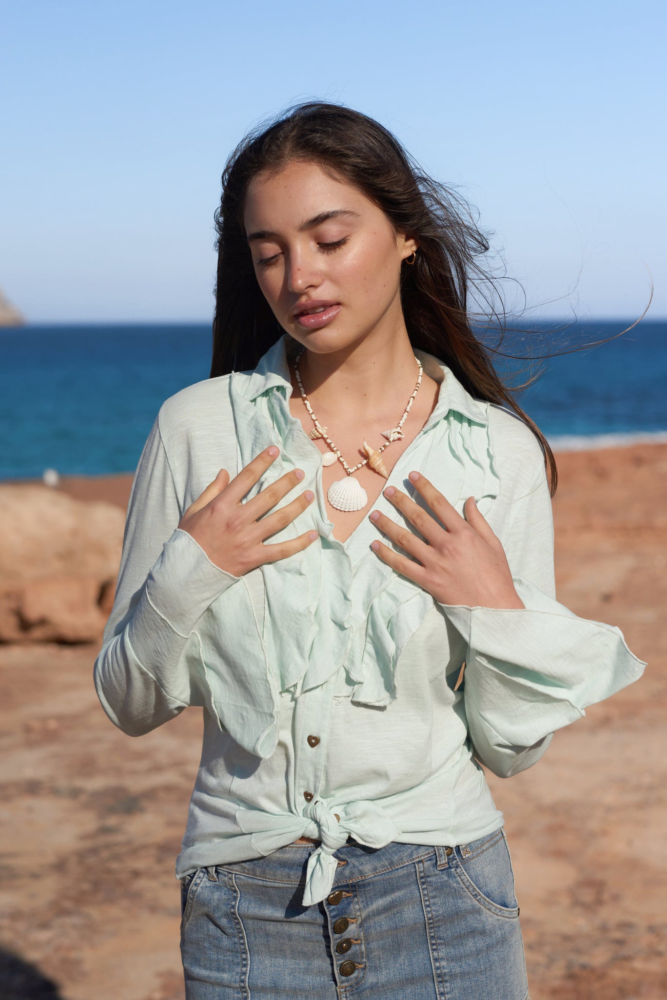 Bohemian blouse in sea van Isla Ibiza, Brands of Ibiza
