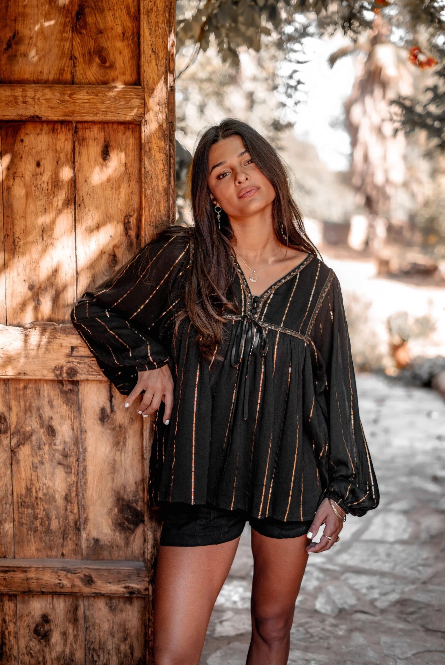 Bohemian blouse in black van ibzmode, Brands of Ibiza