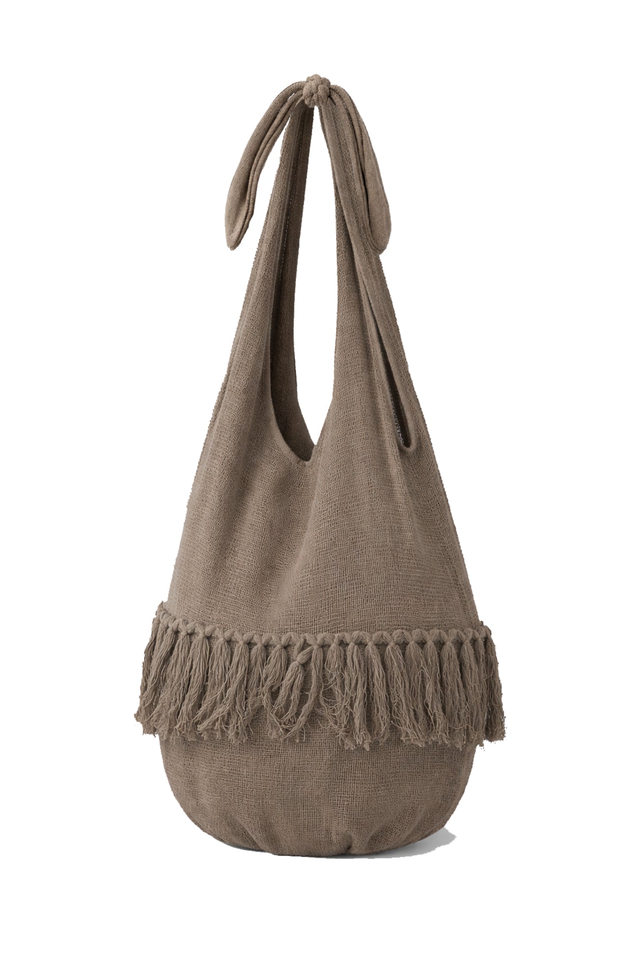Ibizamode dark taupe resort handbag with ruffle details