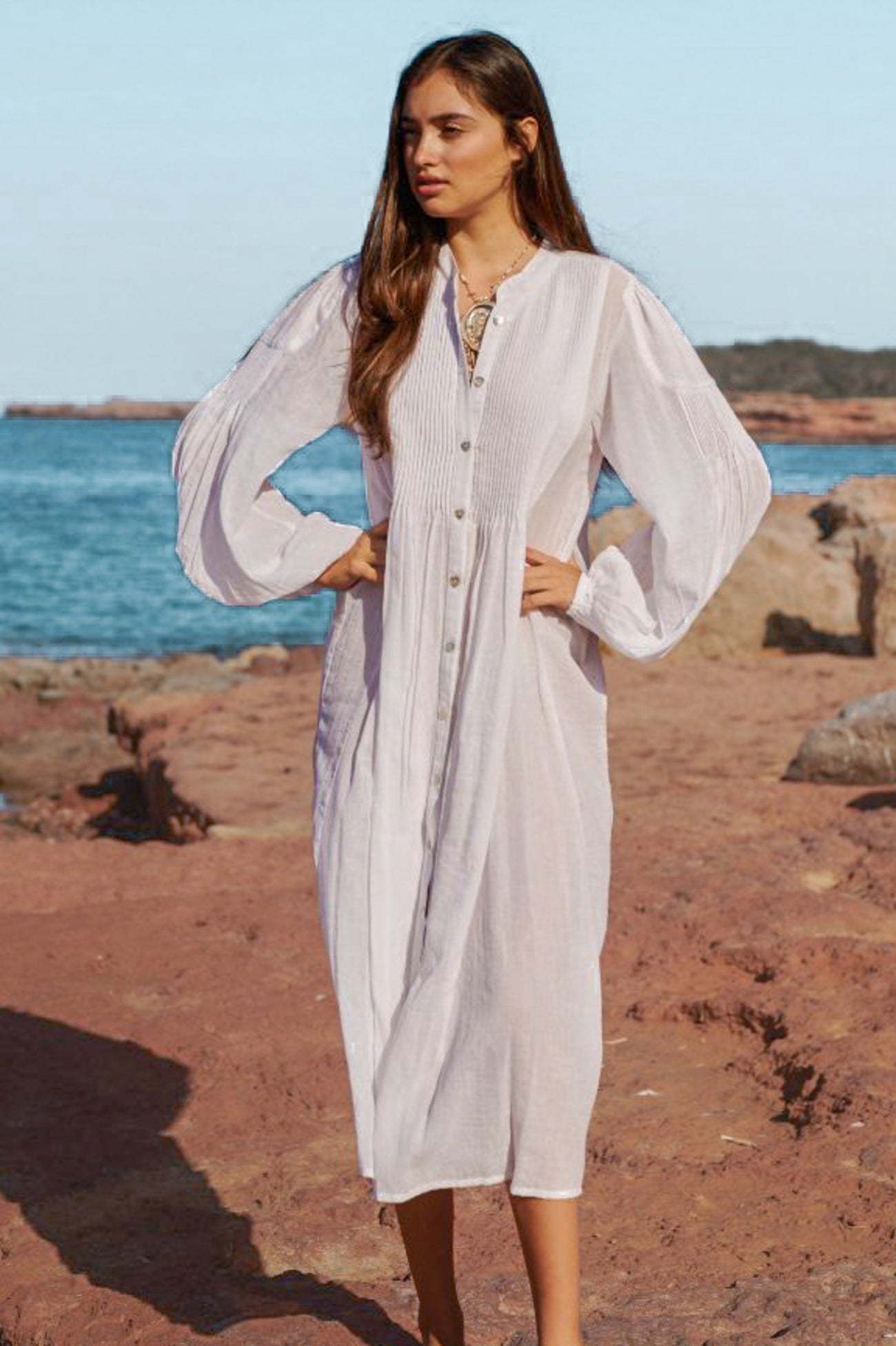 Bohemian blouse in white van Isla Ibiza, Brands of Ibiza
