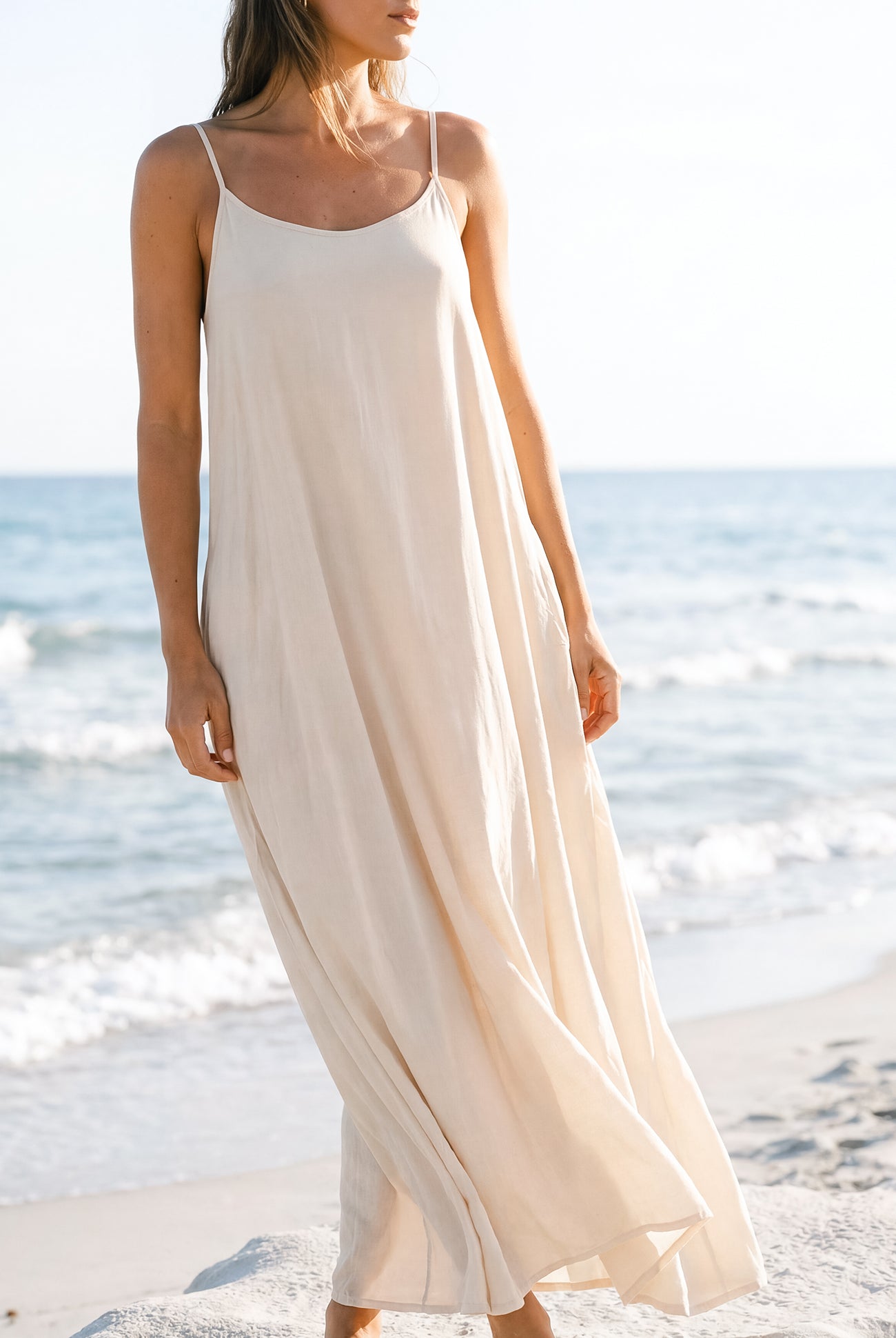 Ibizamode Dress Icha Ivory with airy flowy fit and feminine summer look