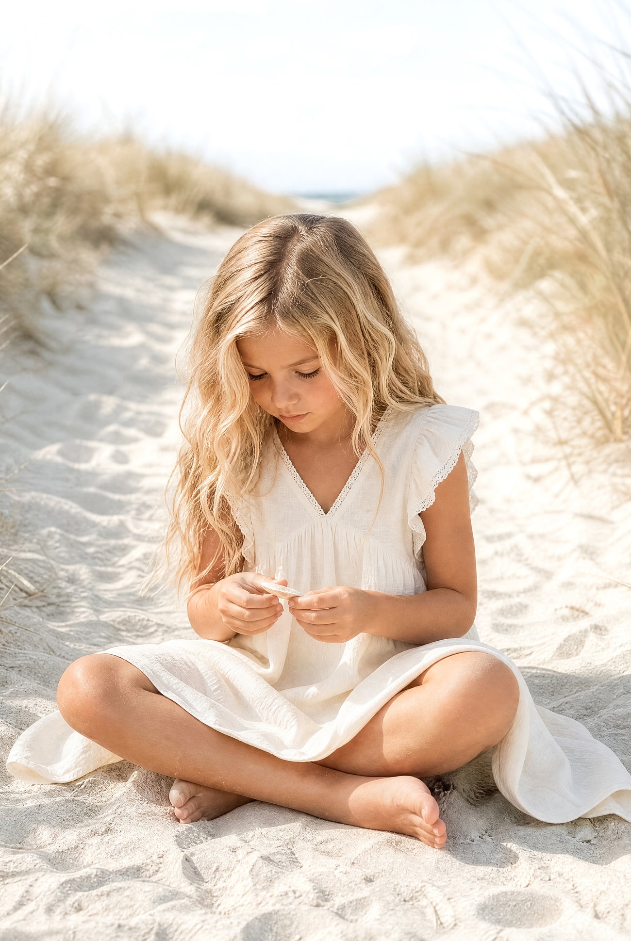 Ibzmode Kids Dress Luni Ivory bohemian girls dress