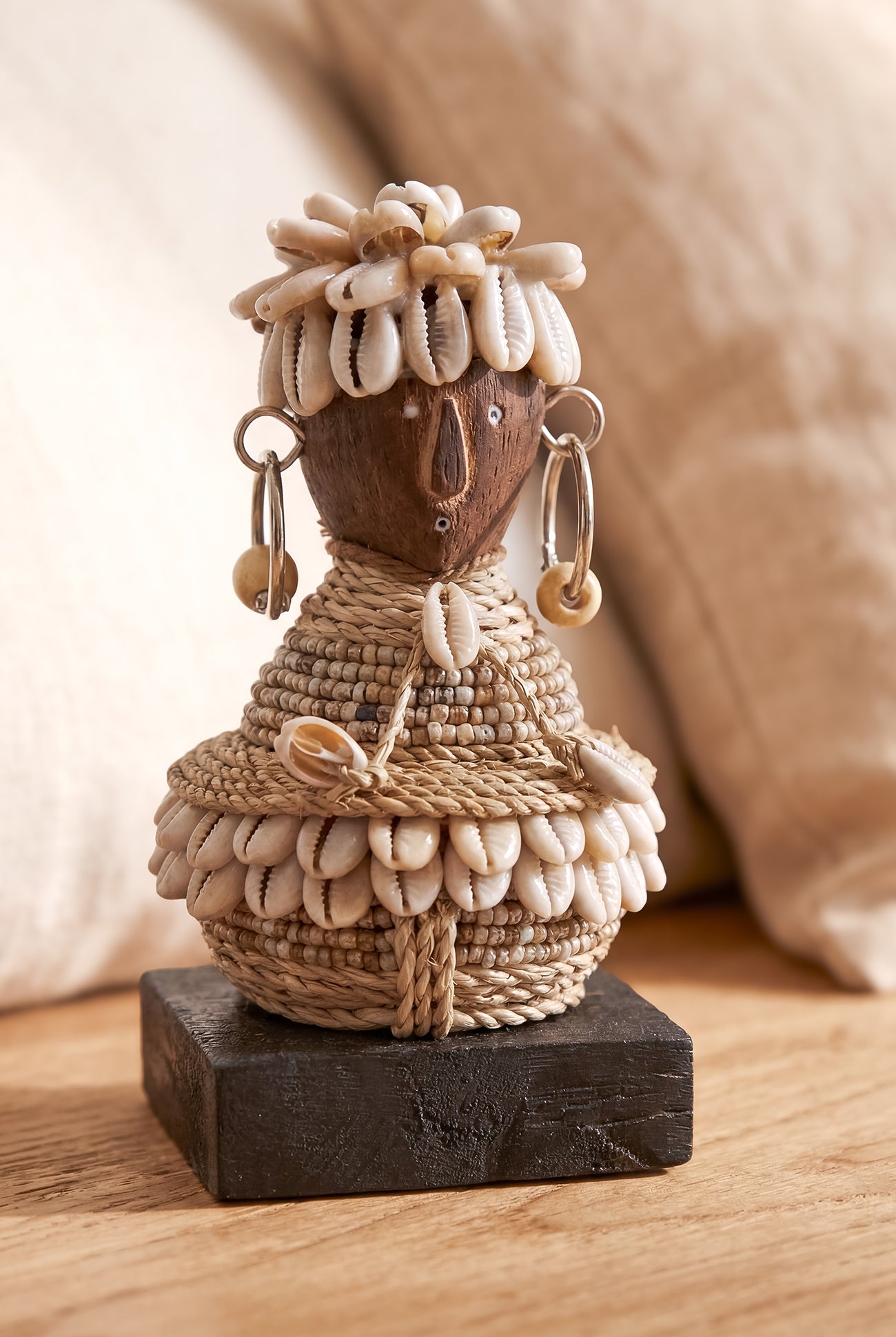 Ibizamode handcrafted little sahara boho doll with shell details in bohemian interior