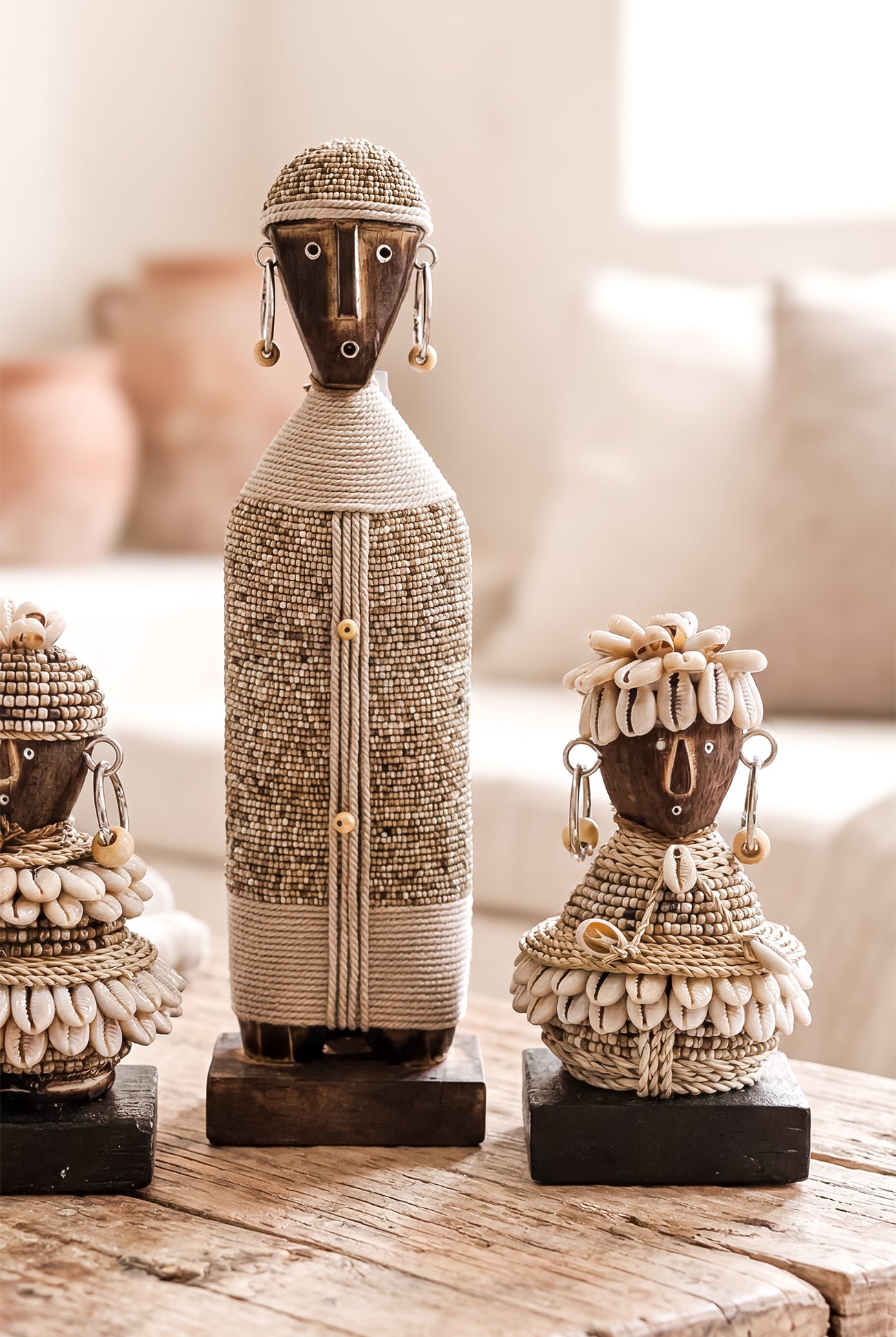 Ibizamode handcrafted little sahara boho doll with shell details in bohemian interior
