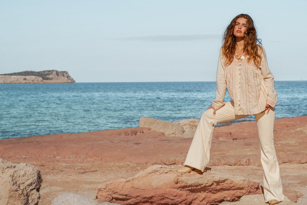 Bohemian item in cream jeans van Isla Ibiza, Brands of Ibiza