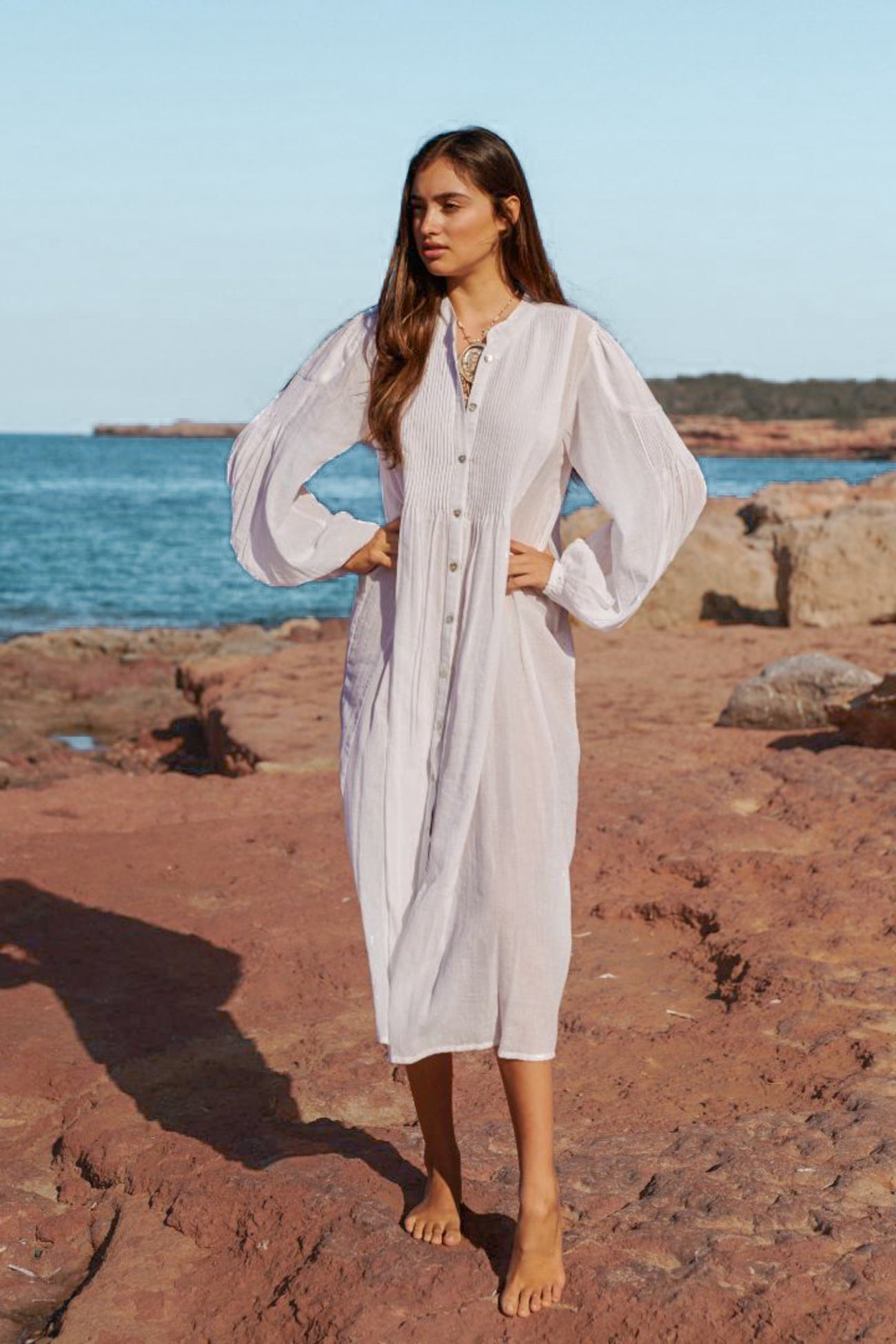 Bohemian blouse in white van Isla Ibiza, Brands of Ibiza