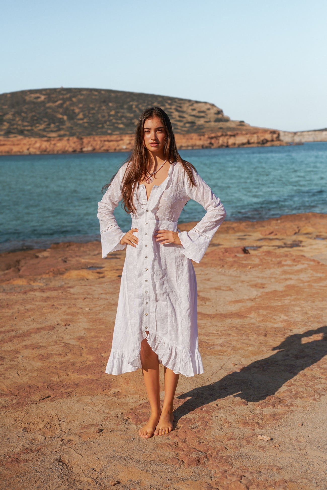 Bohemian jurk in white van Isla Ibiza, Brands of Ibiza