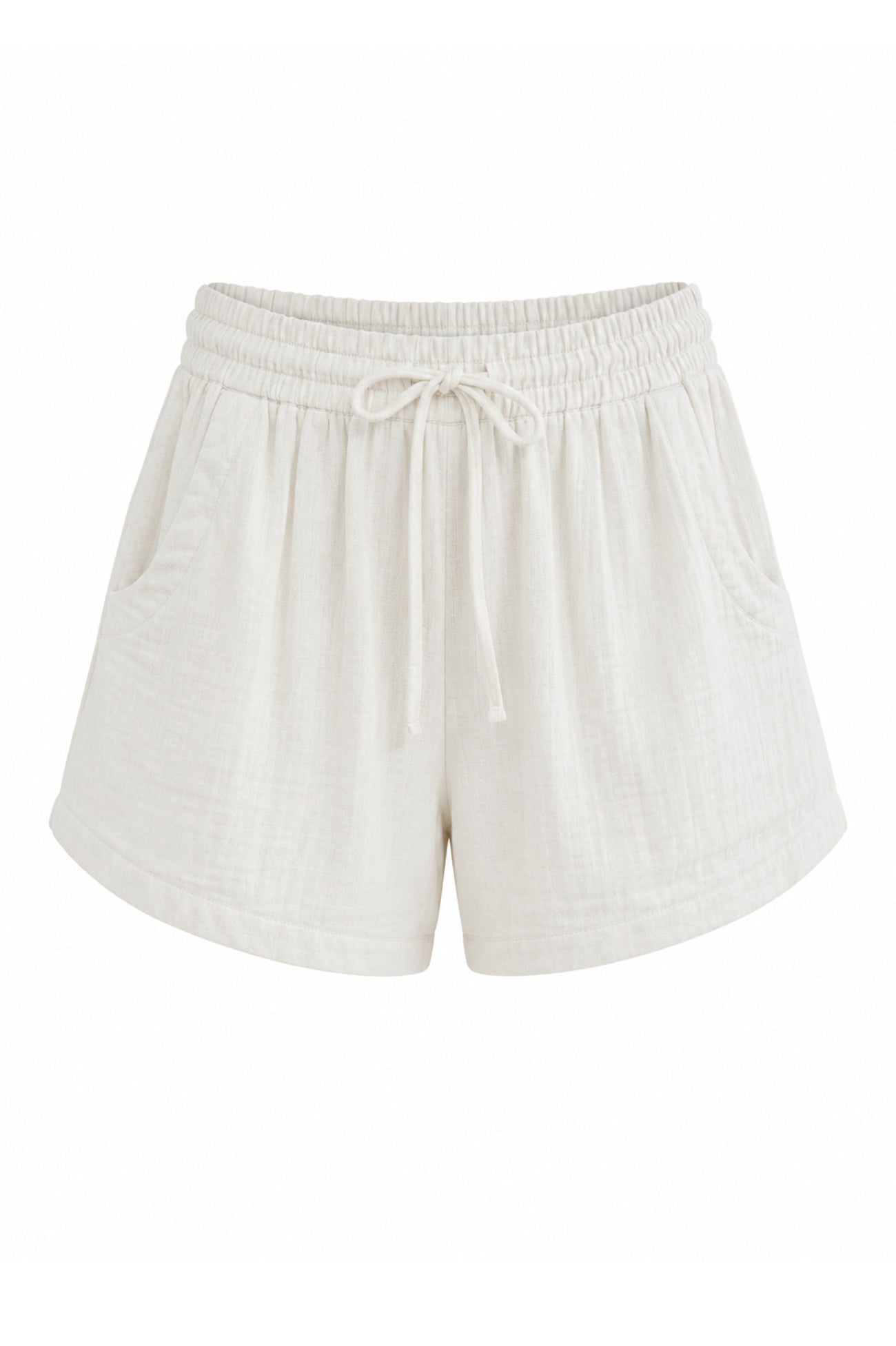 Ibzmode Short Fiola Brisola Ivory cotton shorts with fringe details