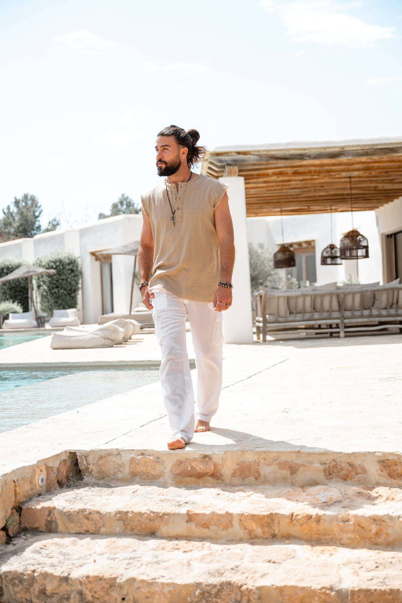 Bohemian top in sand van ibzmode, Brands of Ibiza