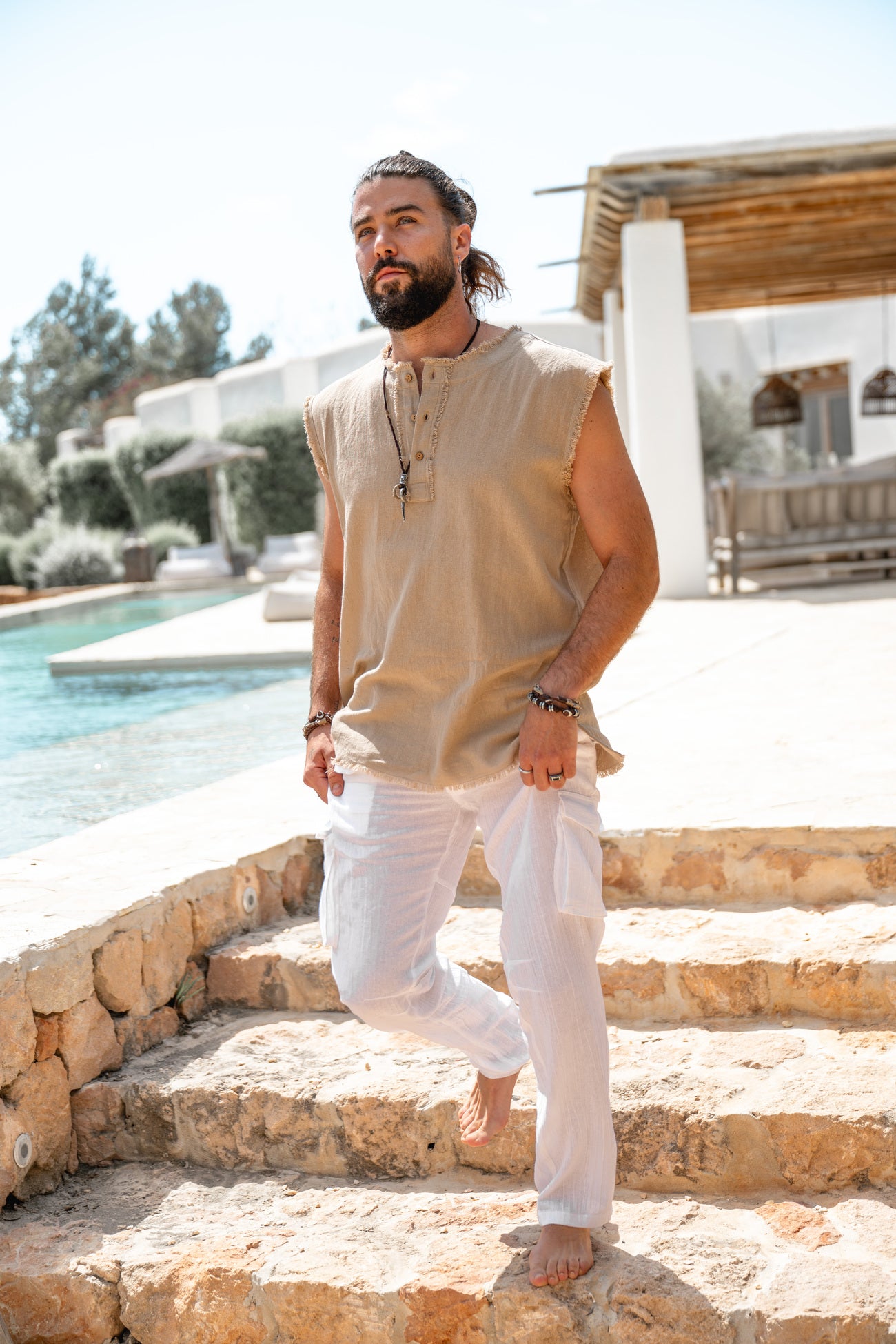 Bohemian top in sand van ibzmode, Brands of Ibiza