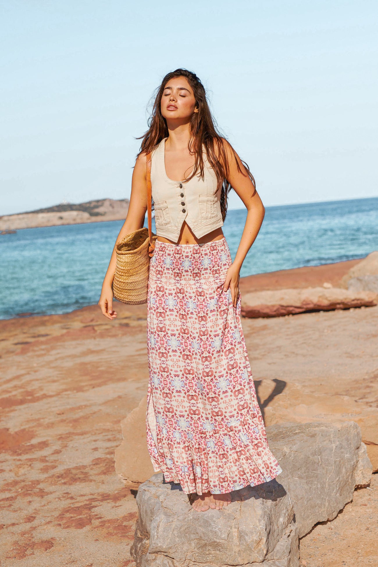 Isla Ibiza Bonita Cute Short Denim Gilet light wash