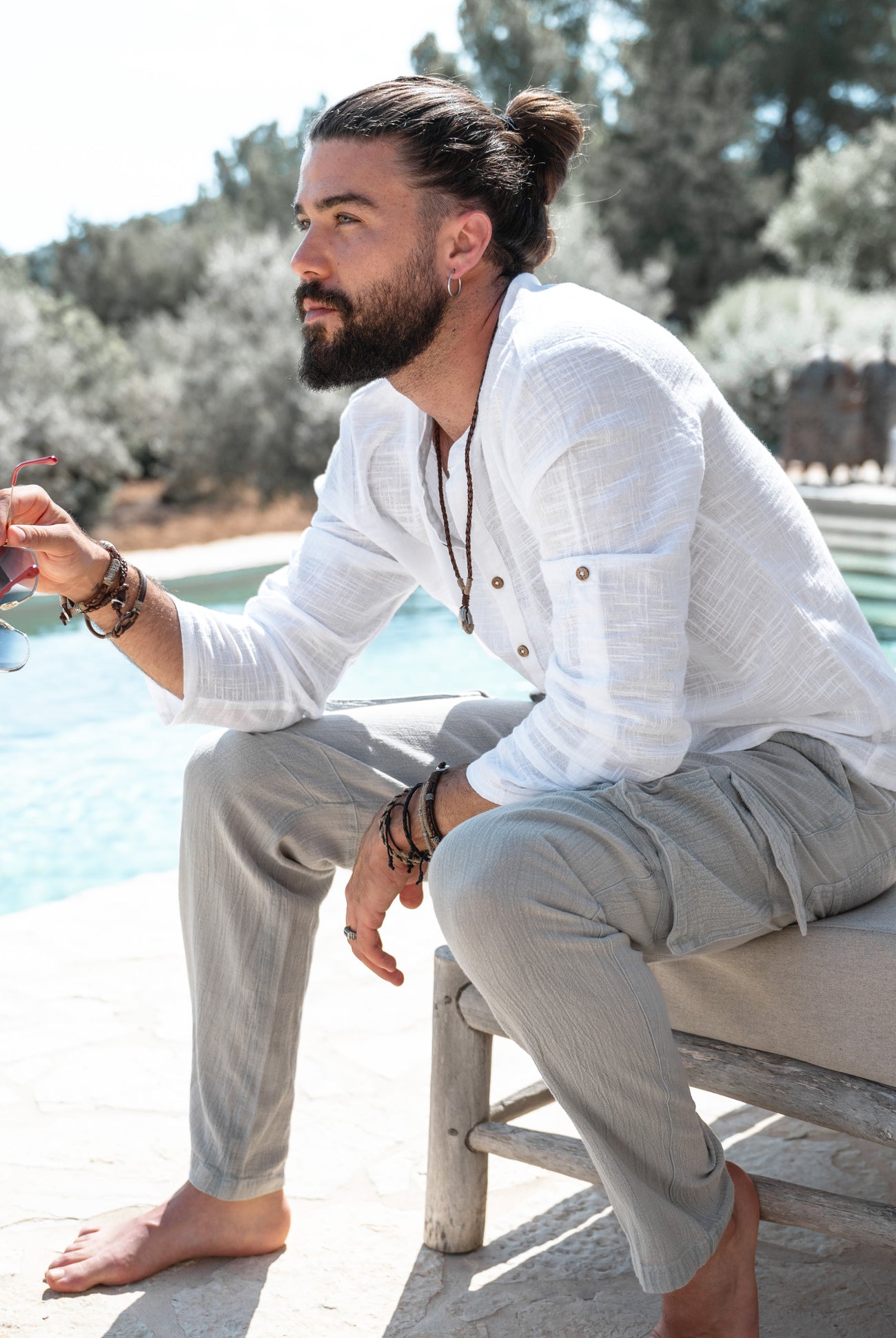 Bohemian blouse in white van ibzmode, Brands of Ibiza