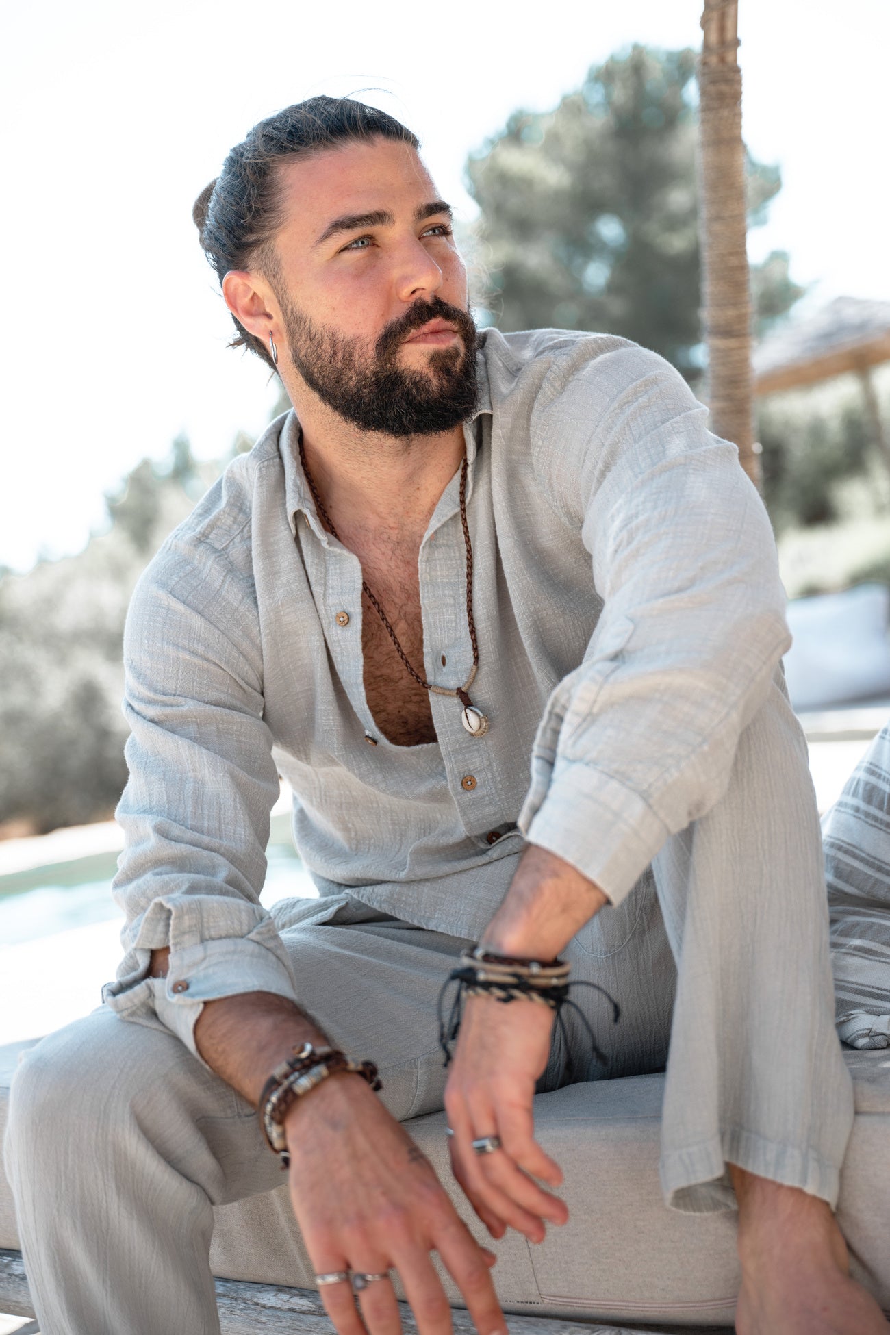 Bohemian blouse in light blue van ibzmode, Brands of Ibiza