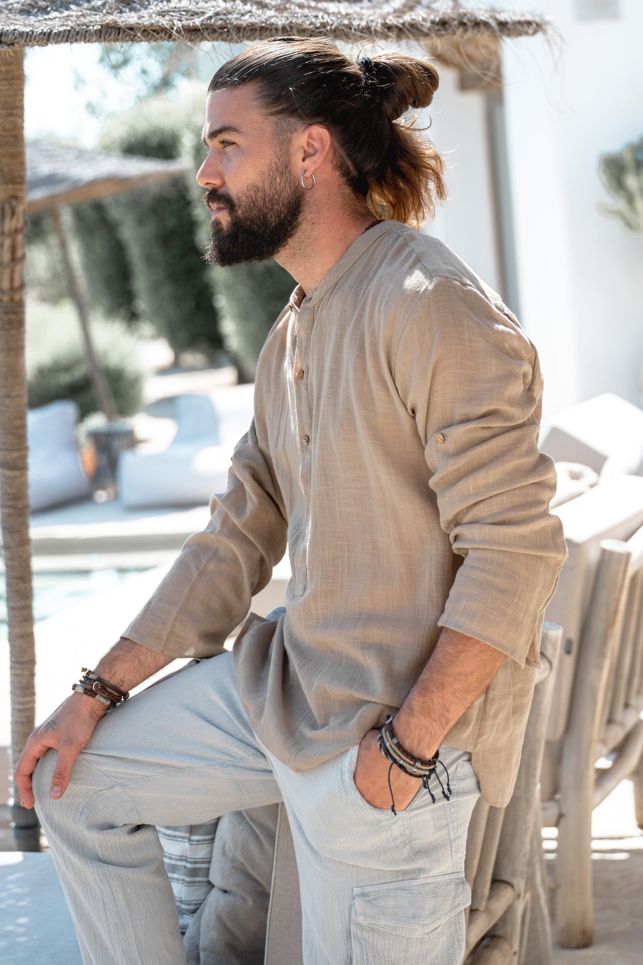 Taupe Bohemian blouse by ibzmode, Brands of Ibiza